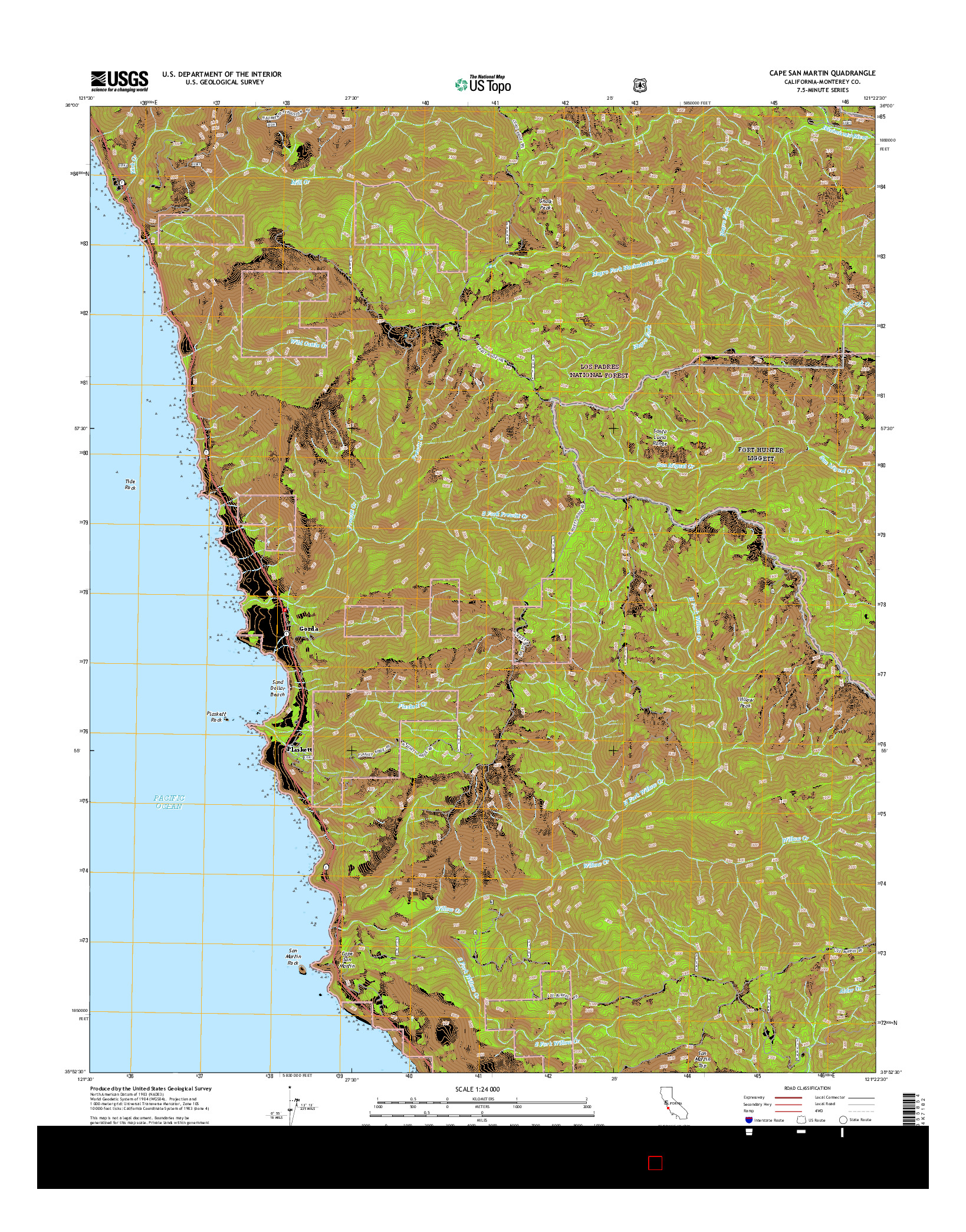 USGS US TOPO 7.5-MINUTE MAP FOR CAPE SAN MARTIN, CA 2015