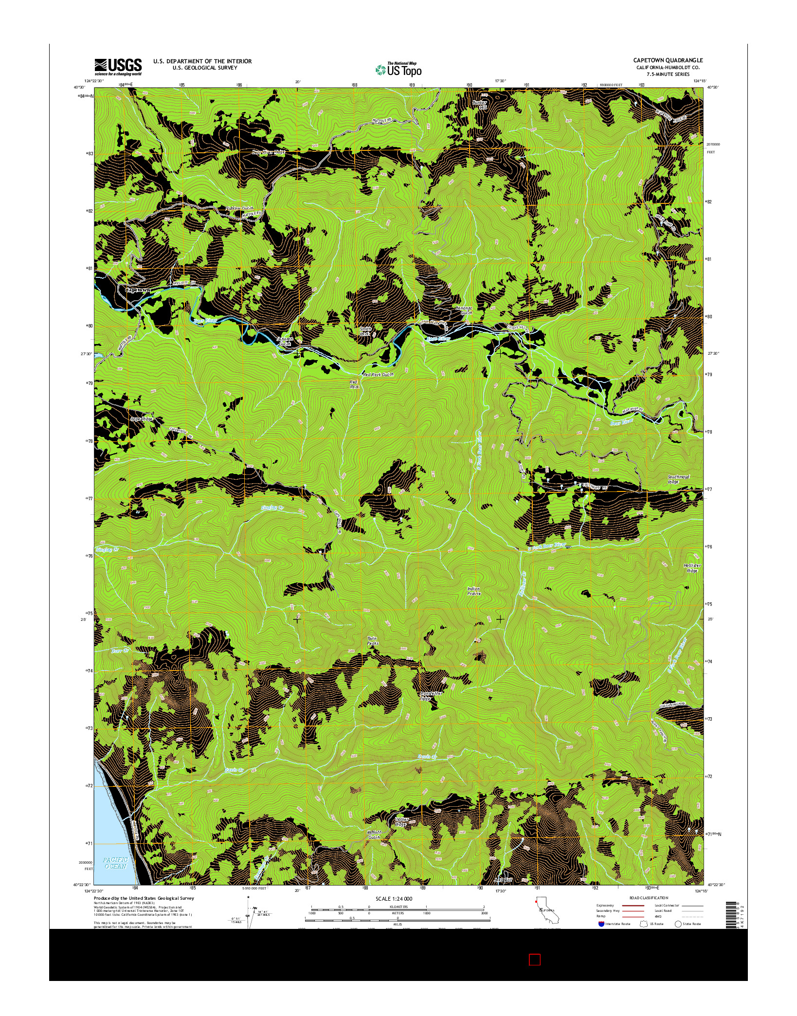 USGS US TOPO 7.5-MINUTE MAP FOR CAPETOWN, CA 2015