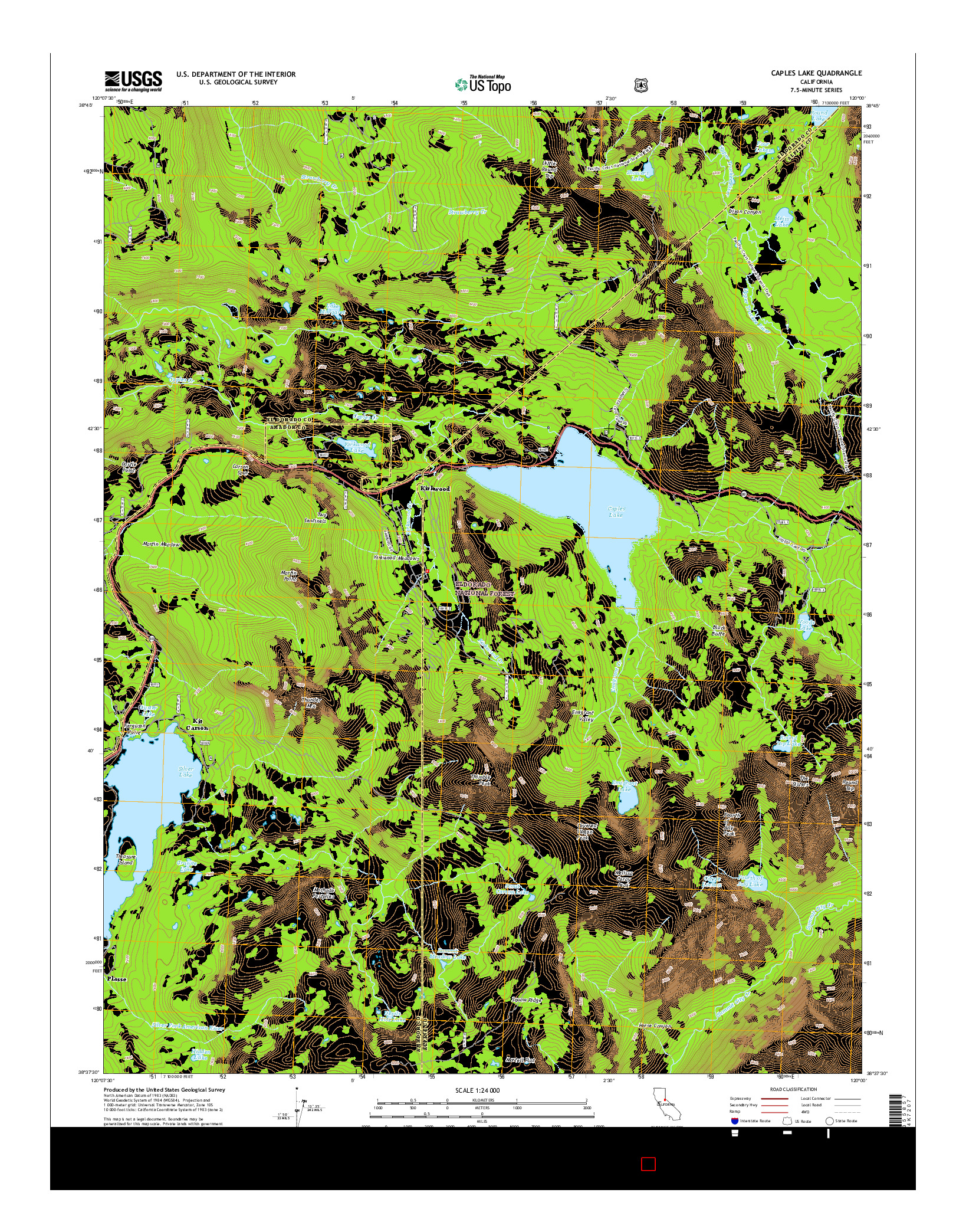 USGS US TOPO 7.5-MINUTE MAP FOR CAPLES LAKE, CA 2015