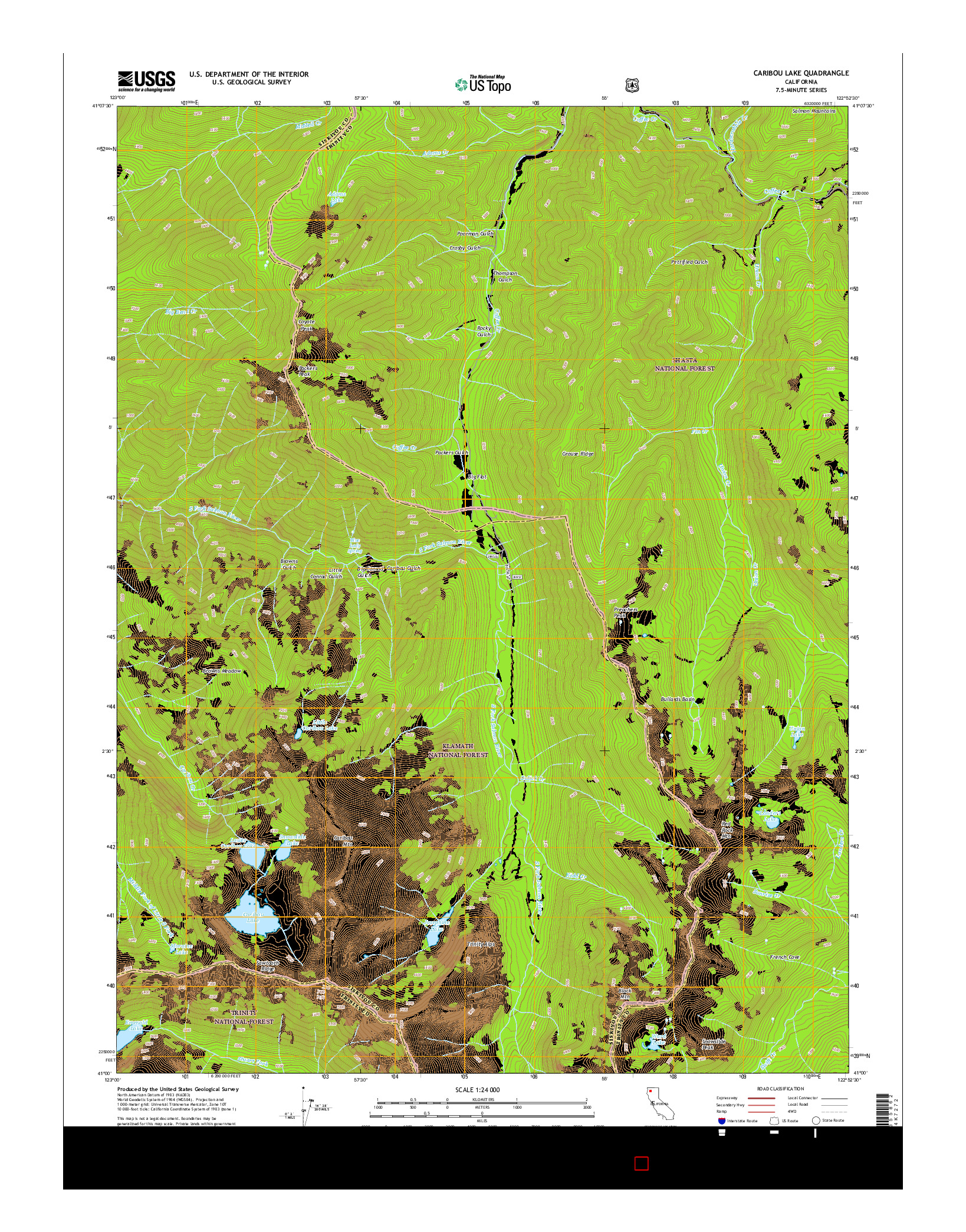 USGS US TOPO 7.5-MINUTE MAP FOR CARIBOU LAKE, CA 2015