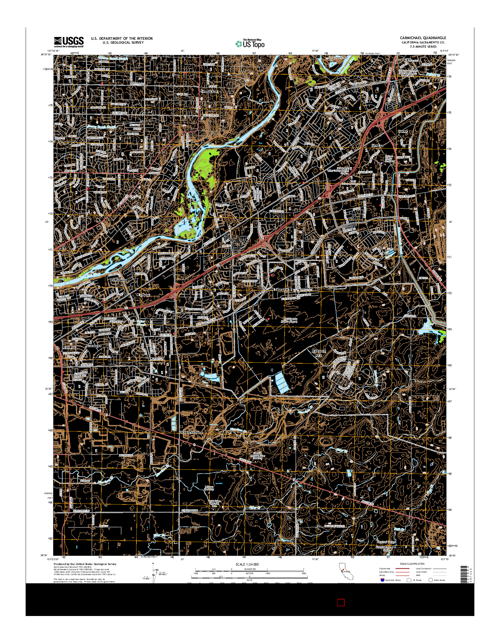 USGS US TOPO 7.5-MINUTE MAP FOR CARMICHAEL, CA 2015