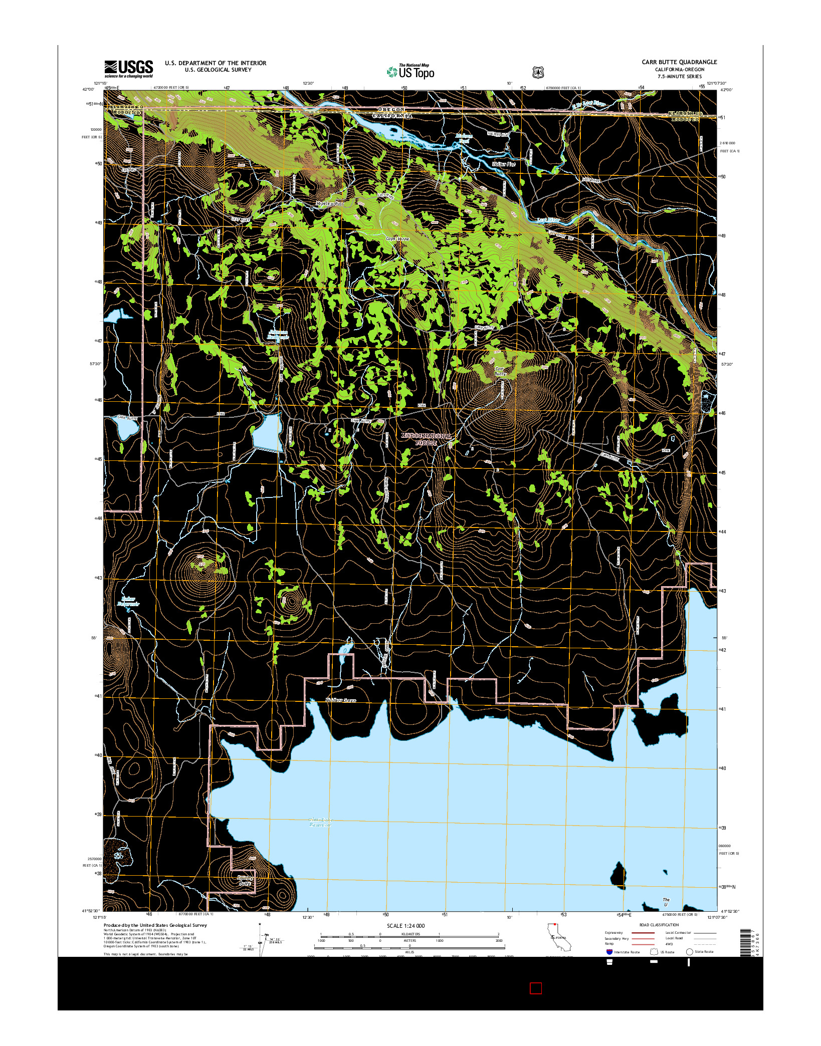 USGS US TOPO 7.5-MINUTE MAP FOR CARR BUTTE, CA-OR 2015