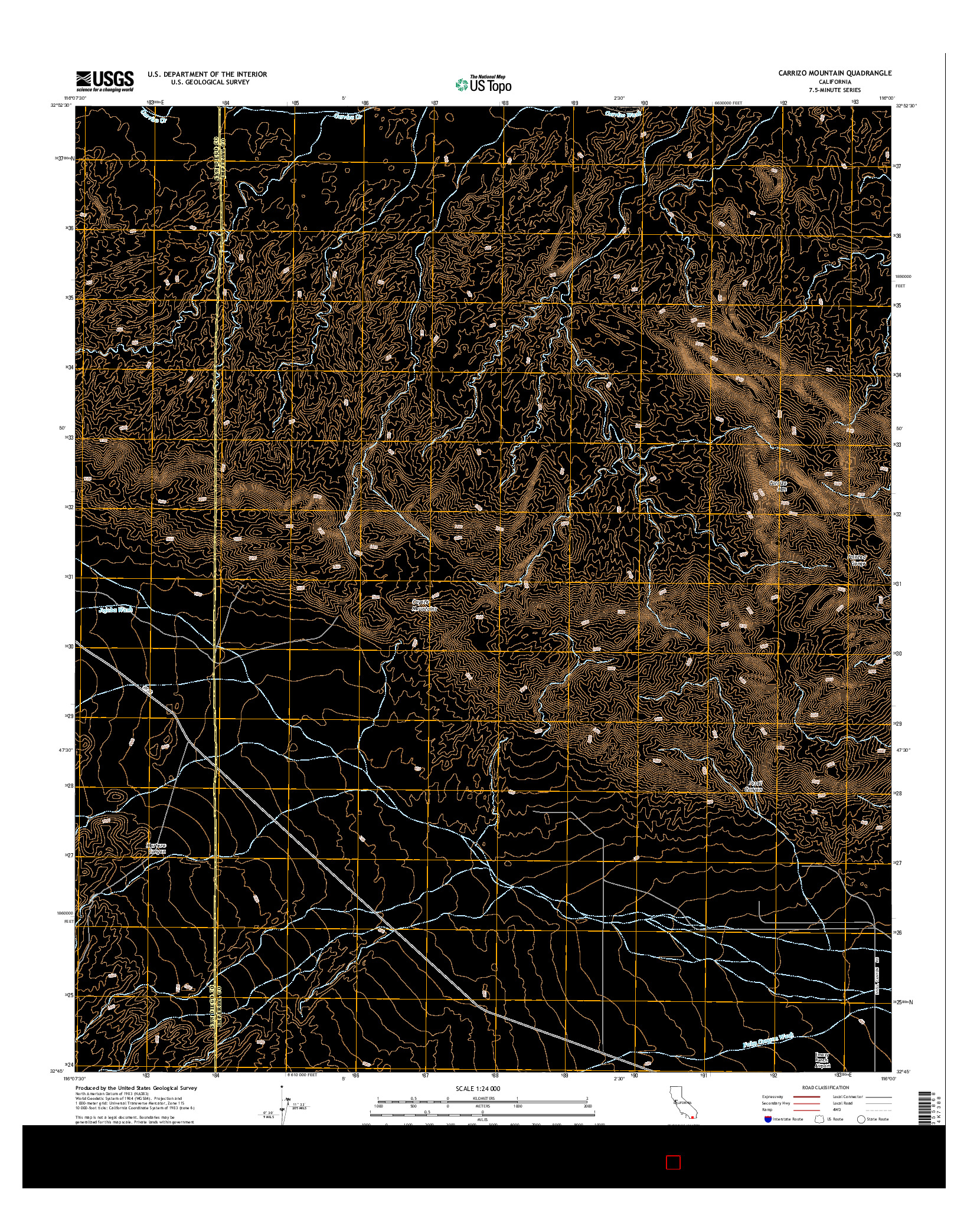 USGS US TOPO 7.5-MINUTE MAP FOR CARRIZO MOUNTAIN, CA 2015