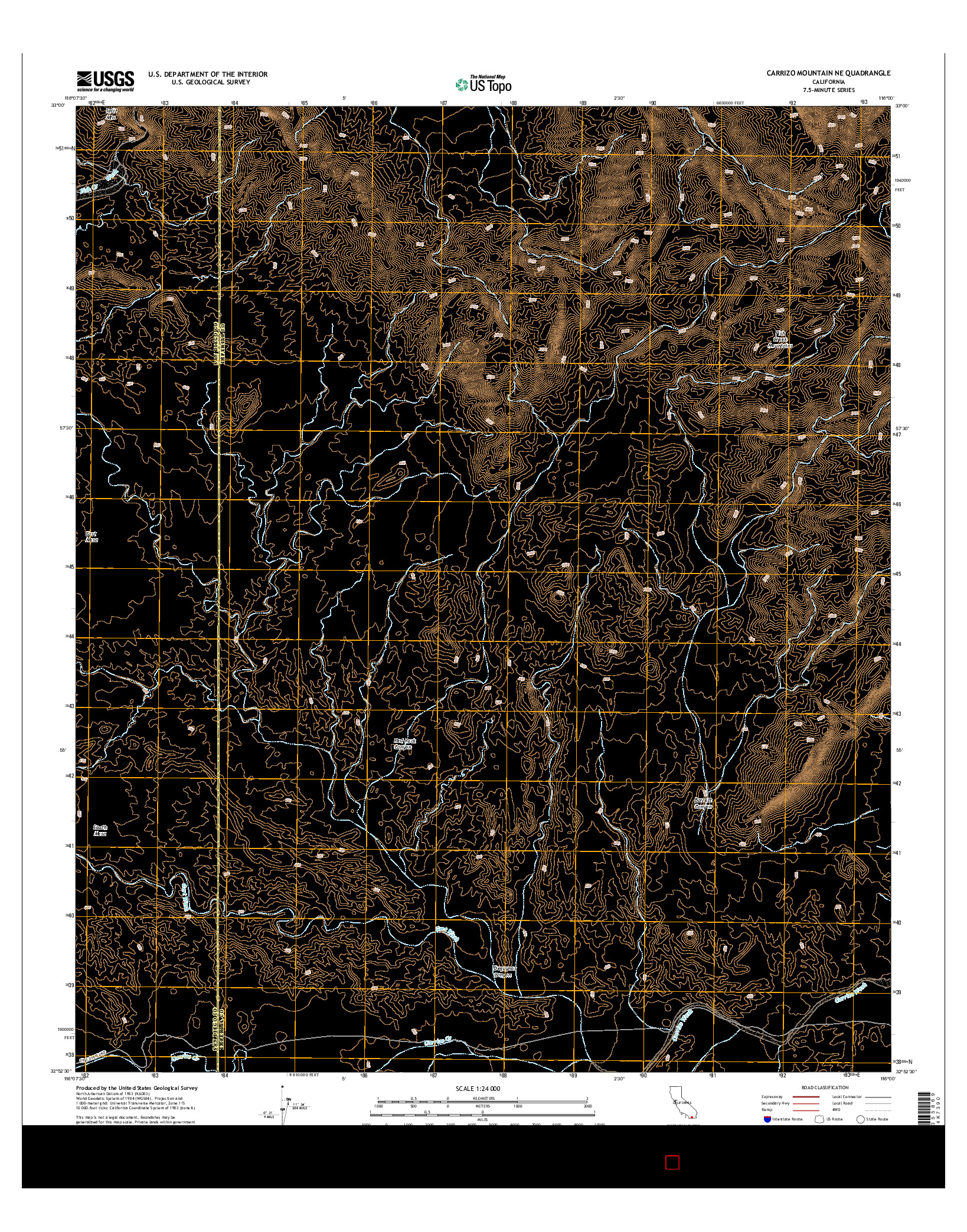 USGS US TOPO 7.5-MINUTE MAP FOR CARRIZO MOUNTAIN NE, CA 2015