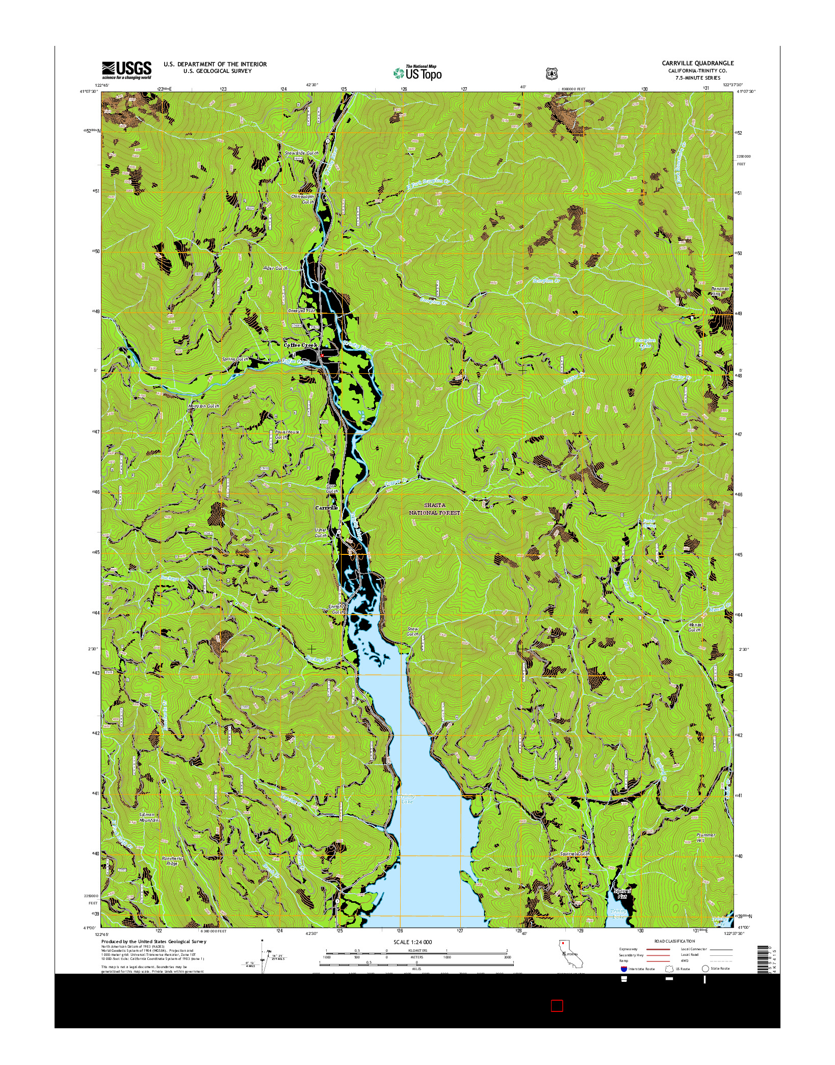 USGS US TOPO 7.5-MINUTE MAP FOR CARRVILLE, CA 2015