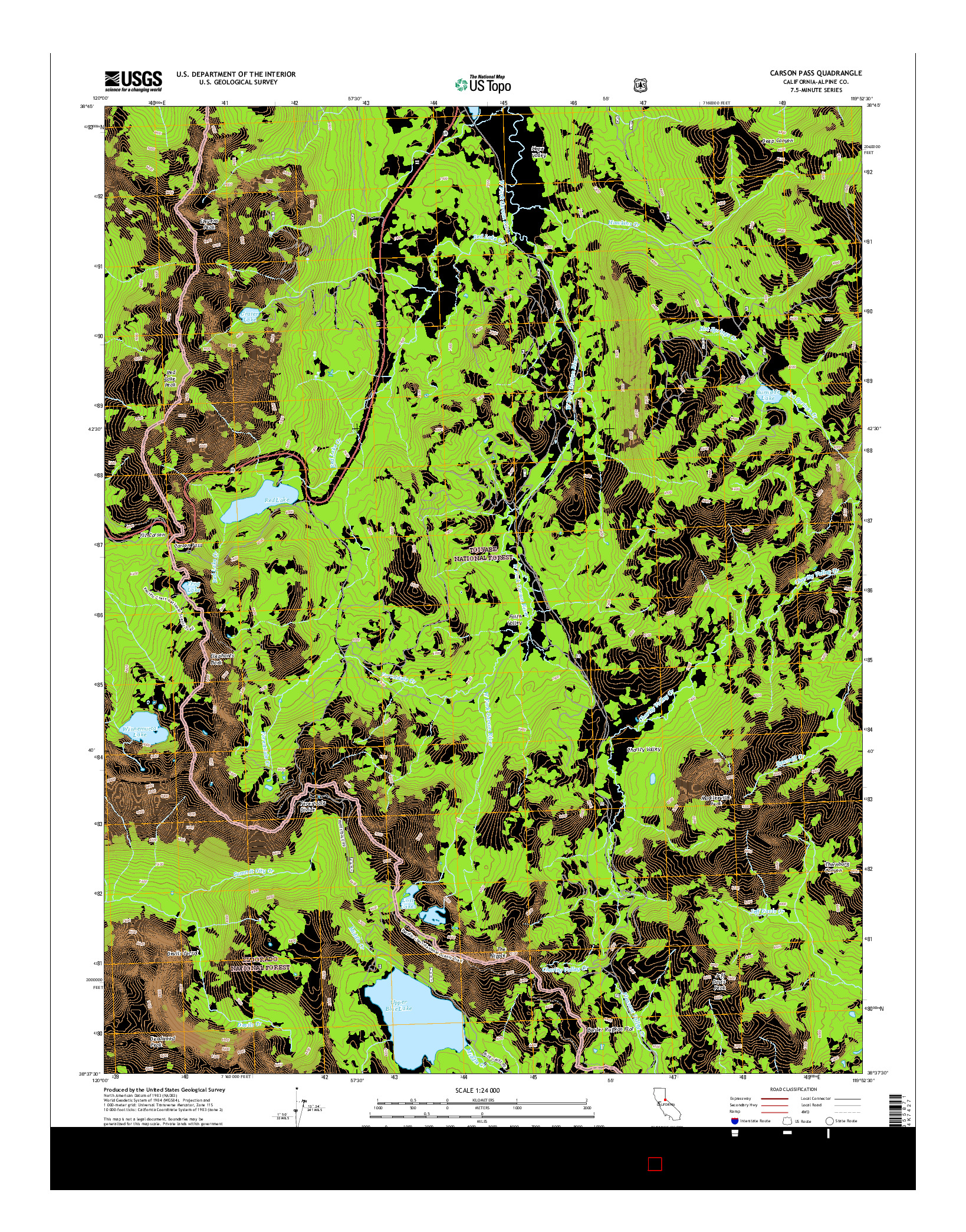 USGS US TOPO 7.5-MINUTE MAP FOR CARSON PASS, CA 2015