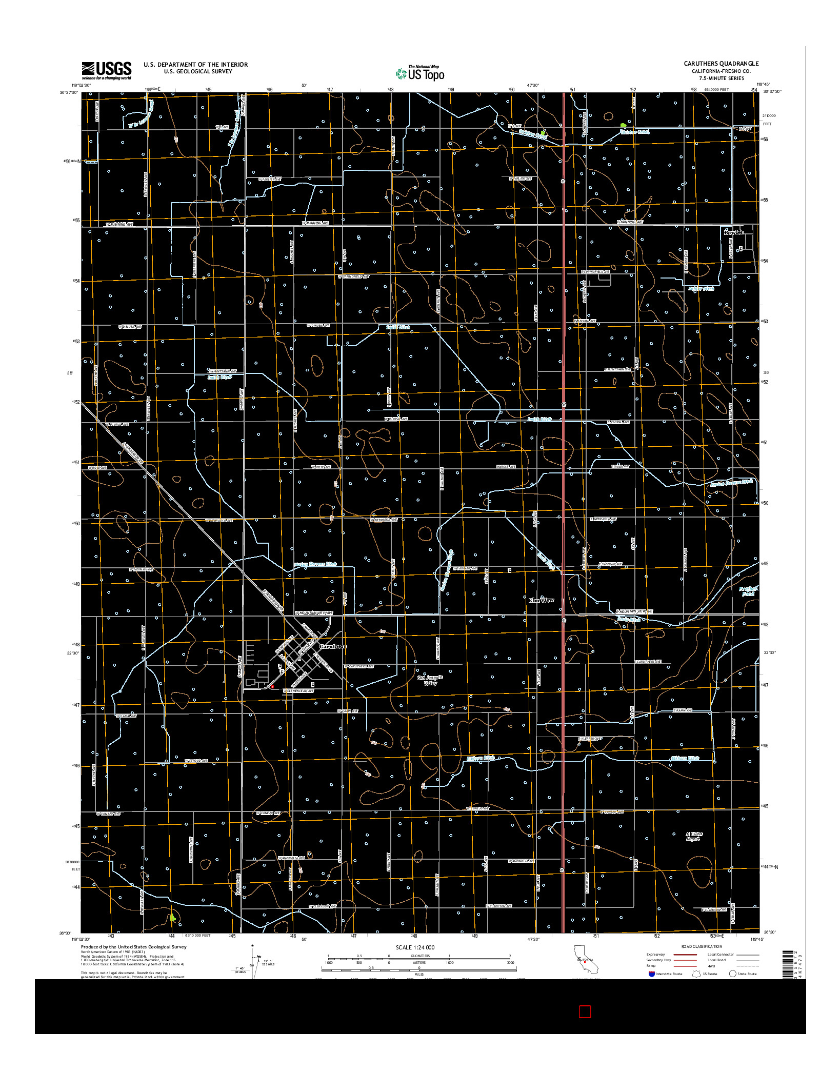 USGS US TOPO 7.5-MINUTE MAP FOR CARUTHERS, CA 2015