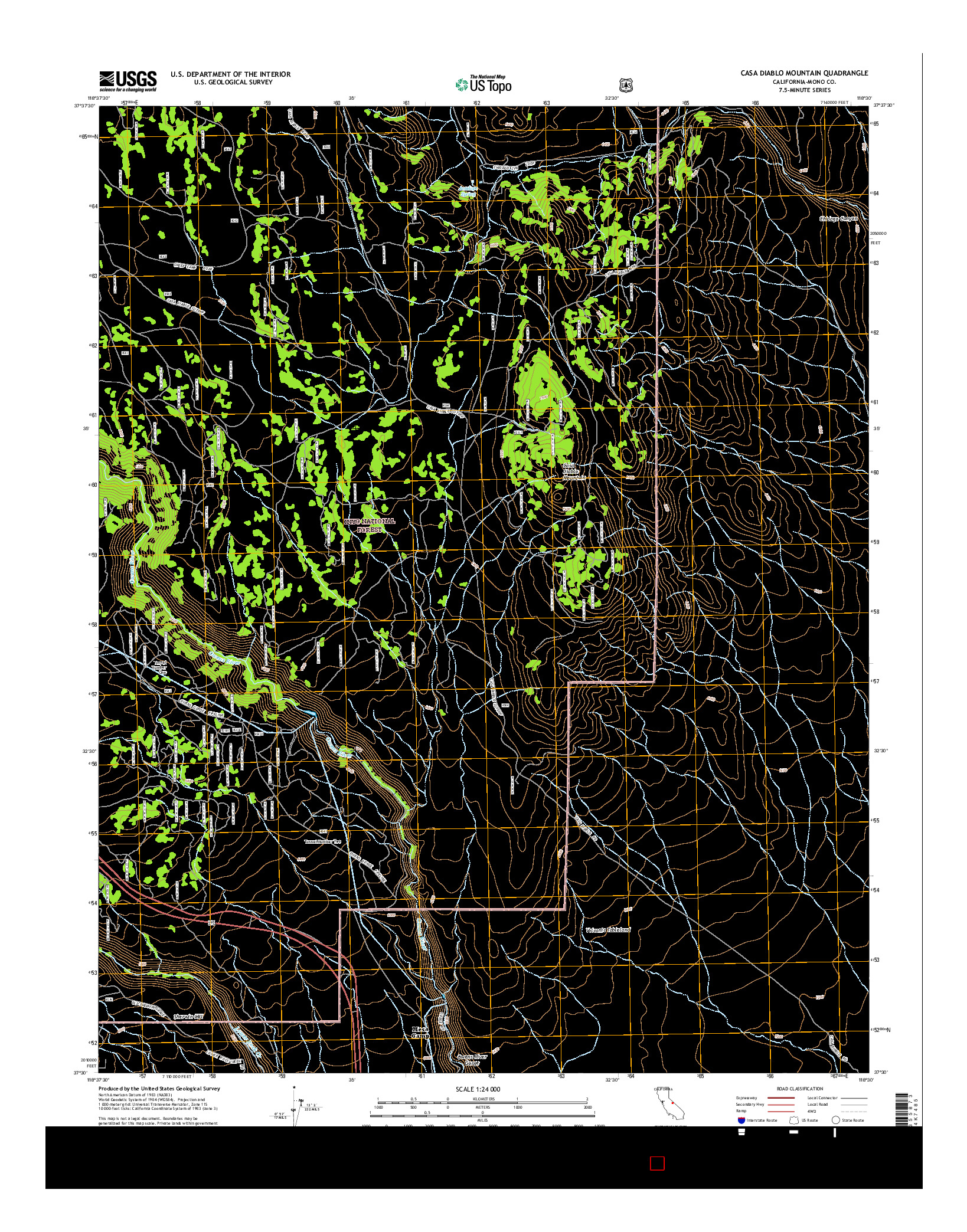 USGS US TOPO 7.5-MINUTE MAP FOR CASA DIABLO MOUNTAIN, CA 2015