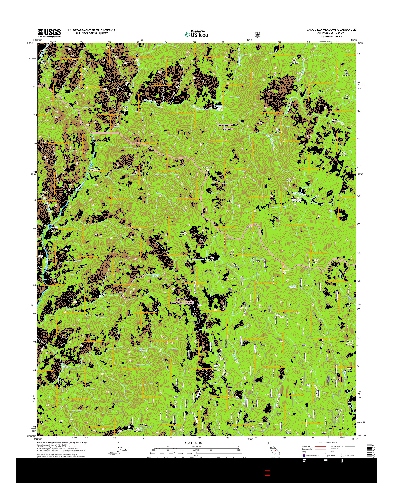 USGS US TOPO 7.5-MINUTE MAP FOR CASA VIEJA MEADOWS, CA 2015