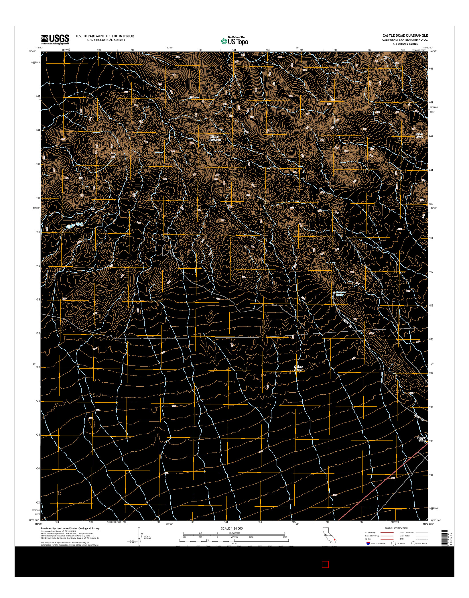 USGS US TOPO 7.5-MINUTE MAP FOR CASTLE DOME, CA 2015