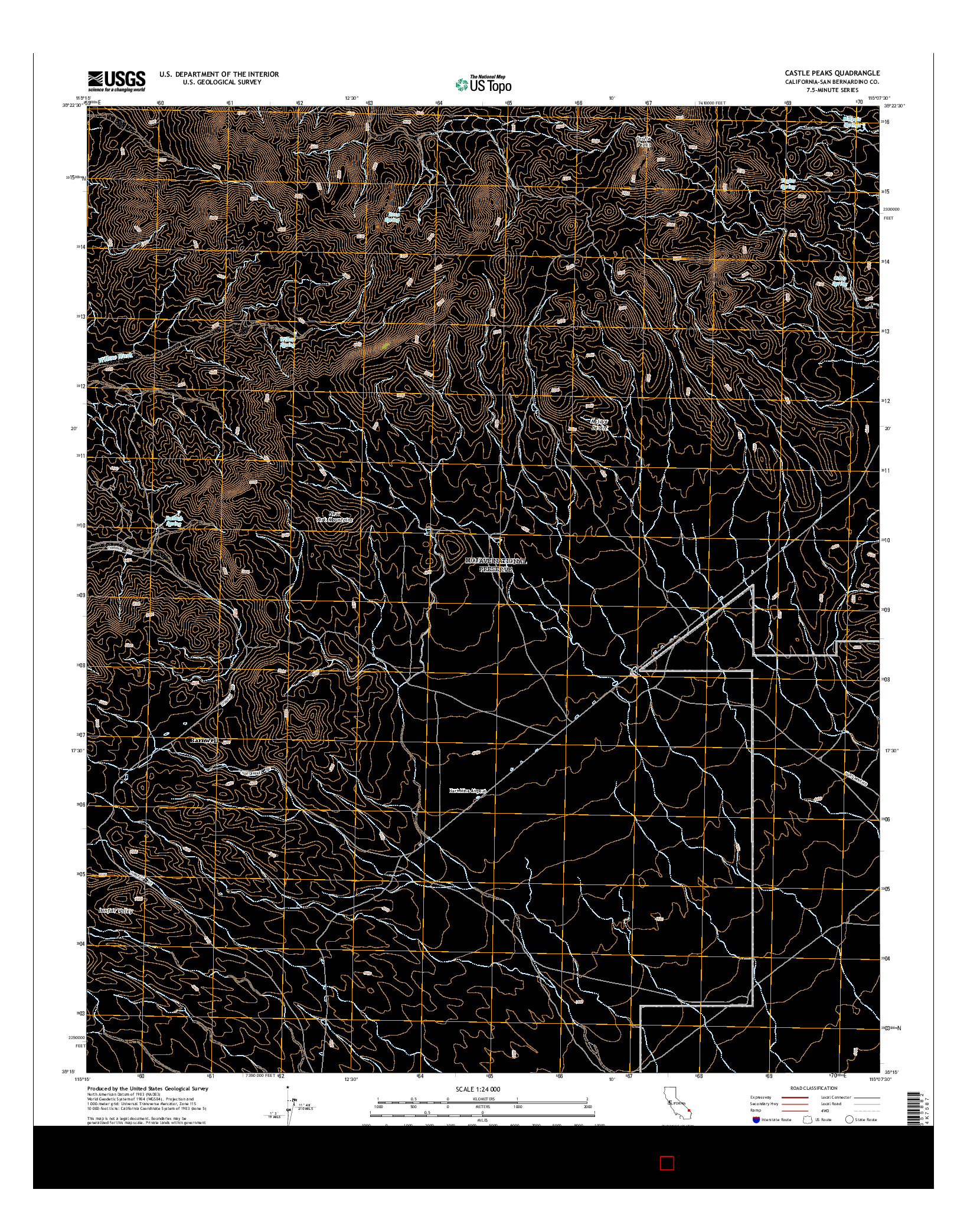 USGS US TOPO 7.5-MINUTE MAP FOR CASTLE PEAKS, CA 2015