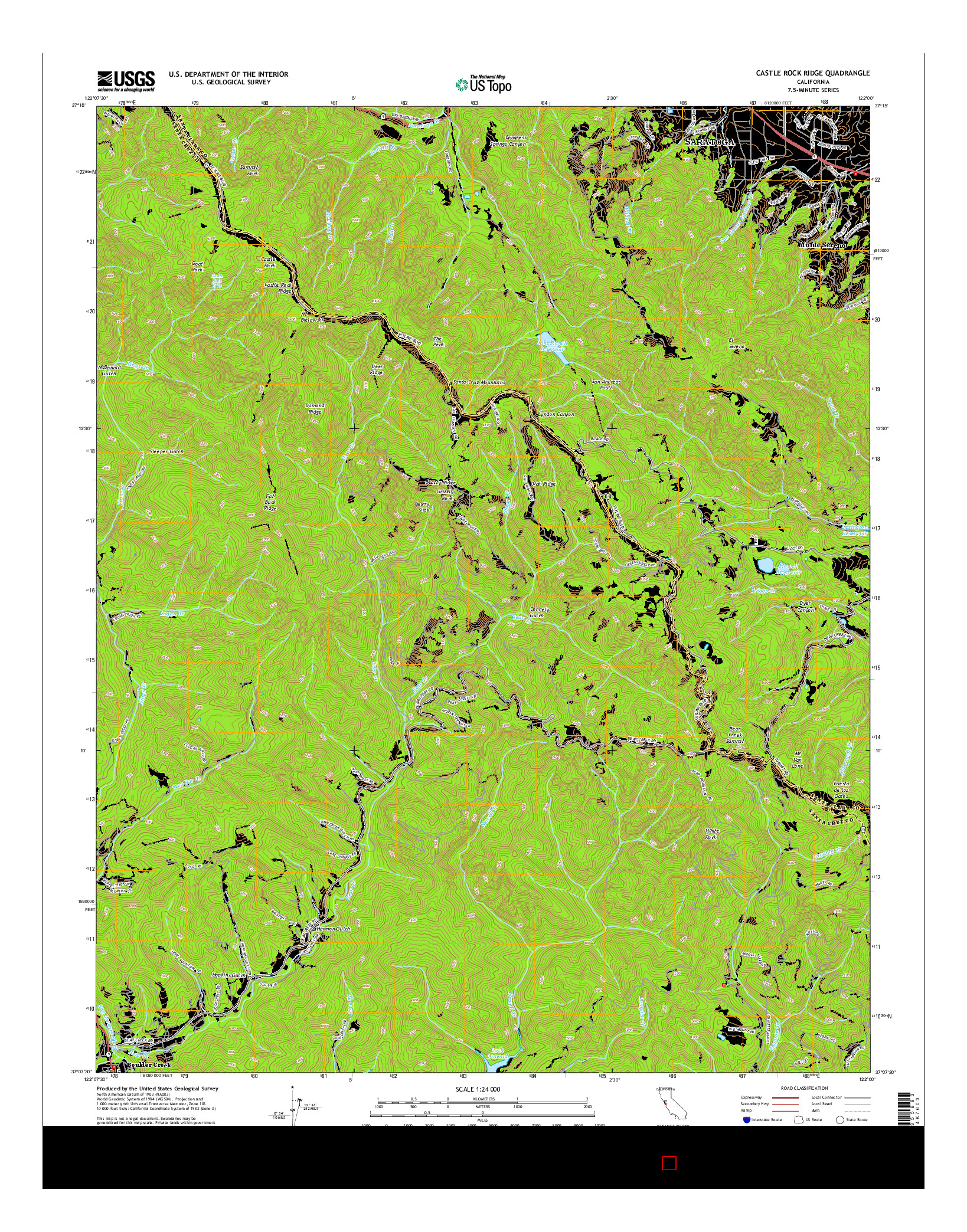 USGS US TOPO 7.5-MINUTE MAP FOR CASTLE ROCK RIDGE, CA 2015