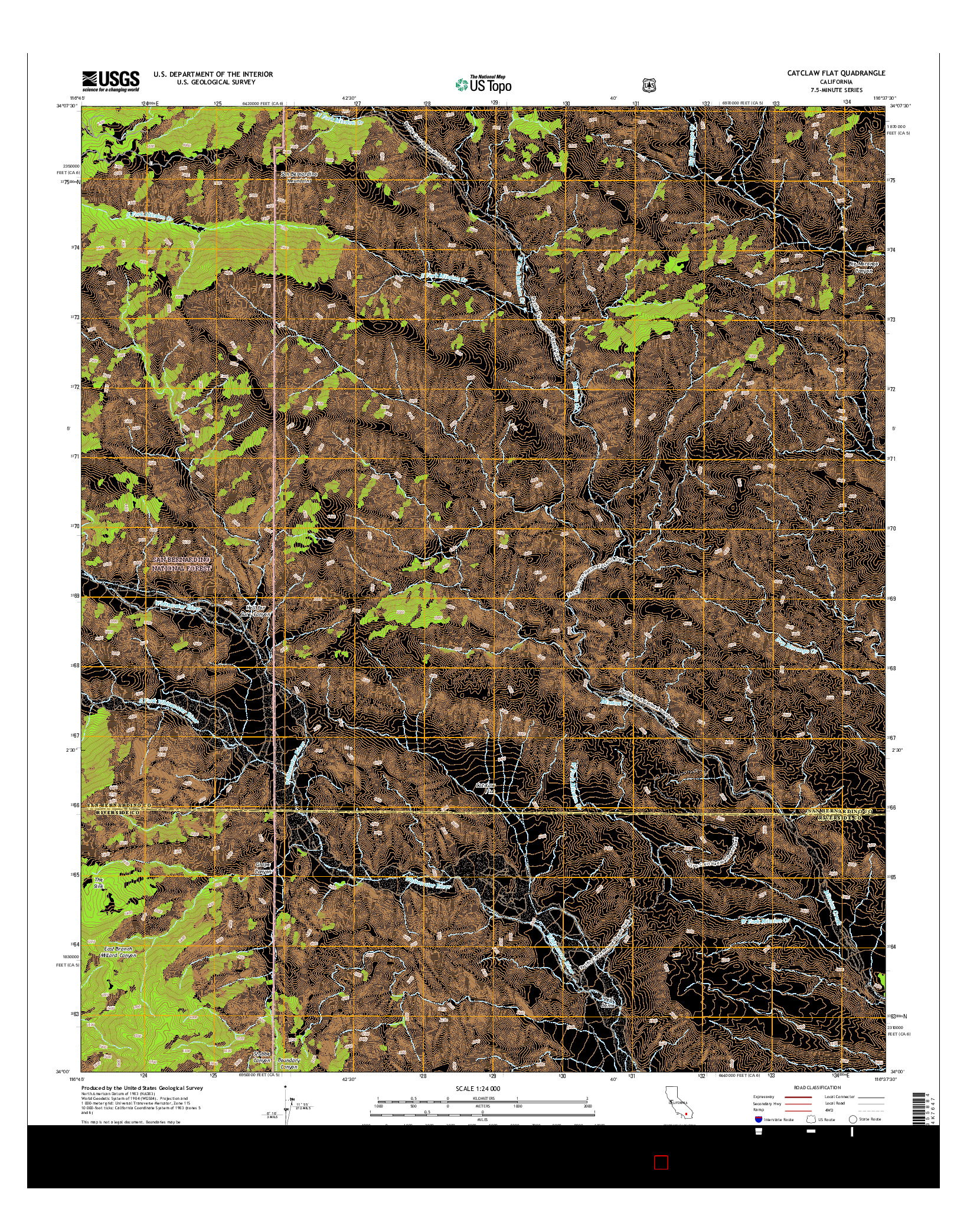 USGS US TOPO 7.5-MINUTE MAP FOR CATCLAW FLAT, CA 2015