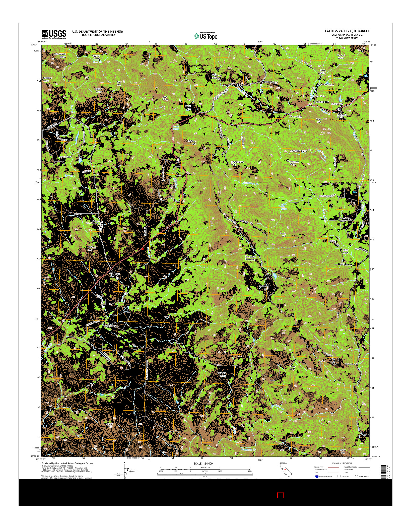 USGS US TOPO 7.5-MINUTE MAP FOR CATHEYS VALLEY, CA 2015