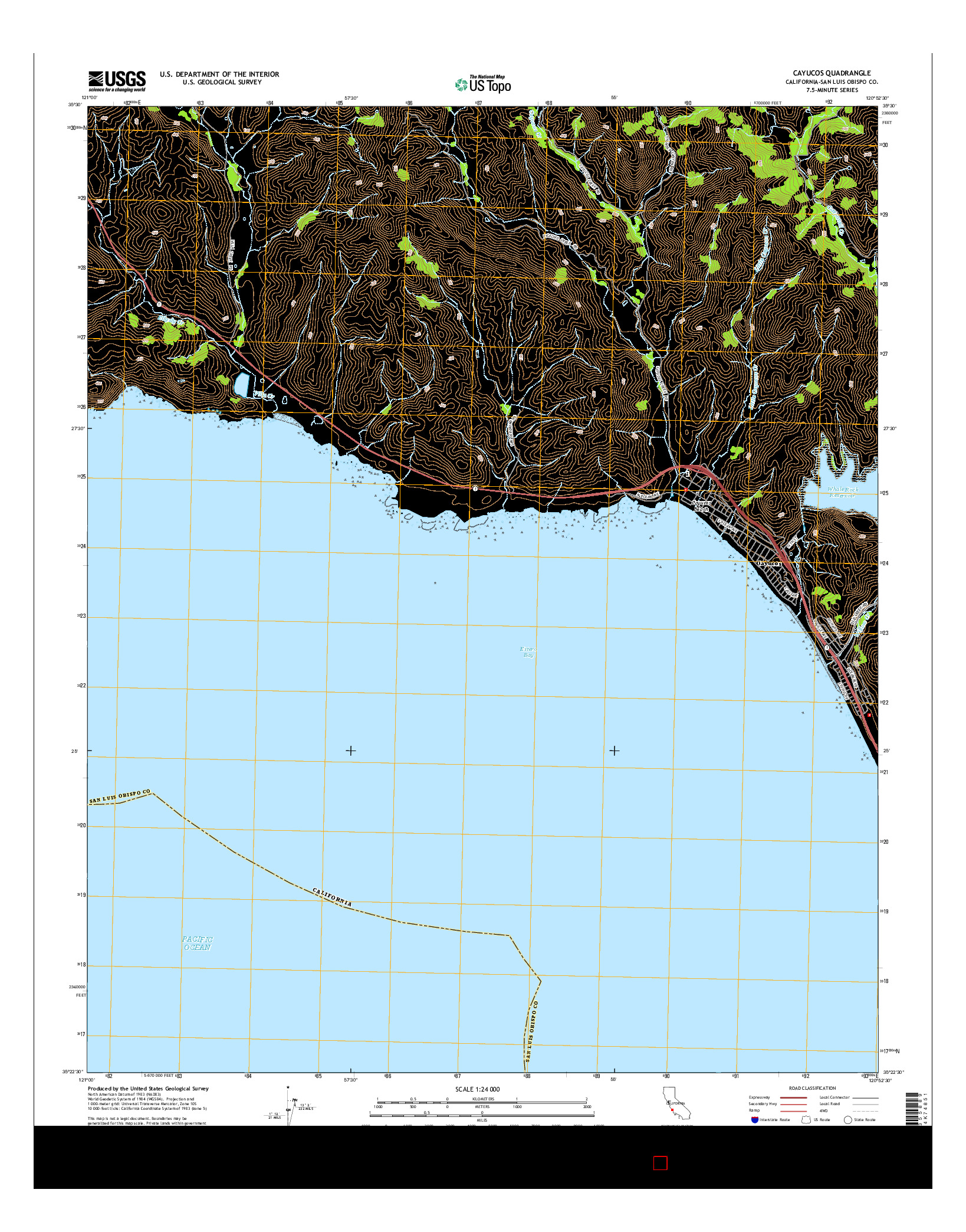 USGS US TOPO 7.5-MINUTE MAP FOR CAYUCOS, CA 2015