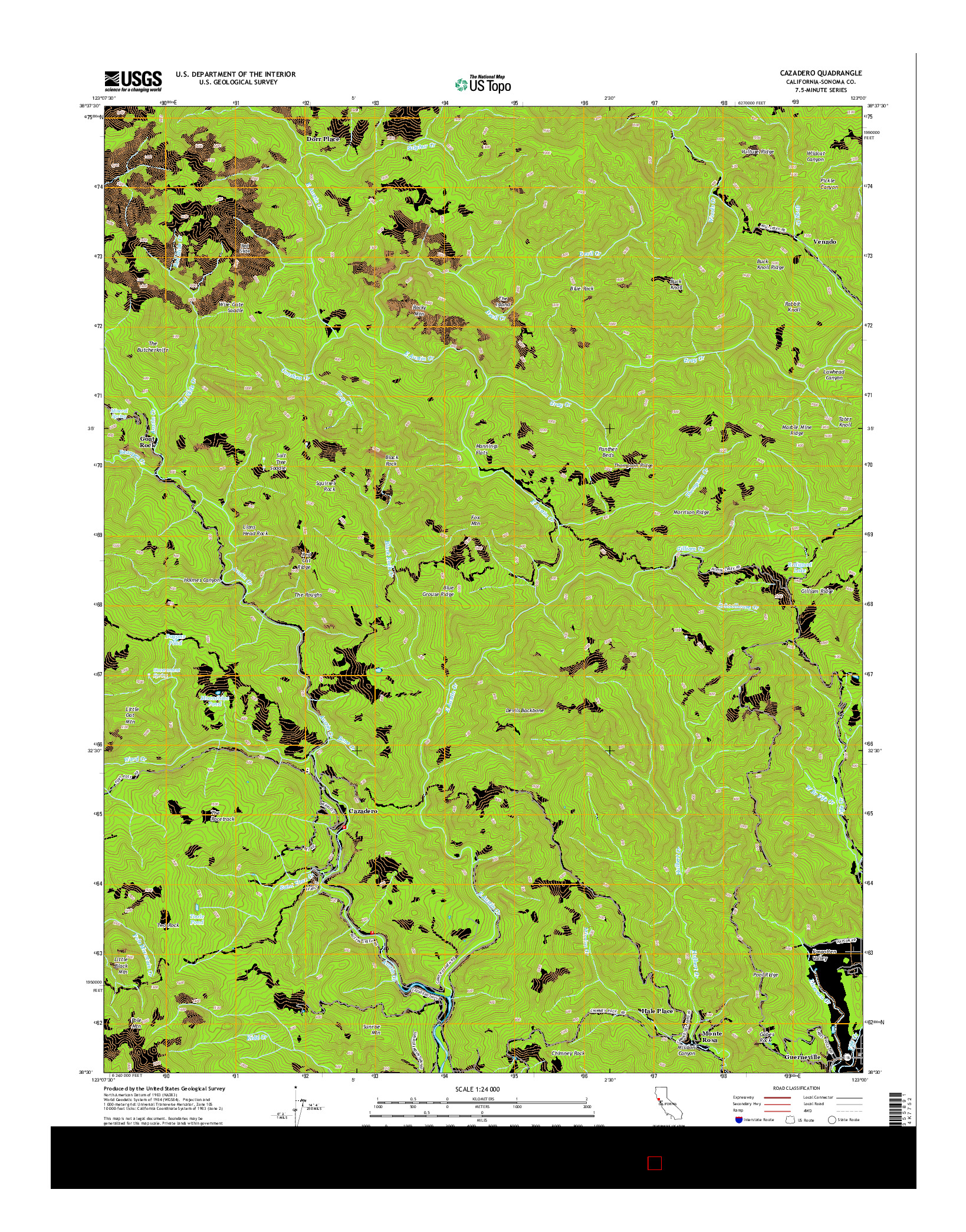 USGS US TOPO 7.5-MINUTE MAP FOR CAZADERO, CA 2015