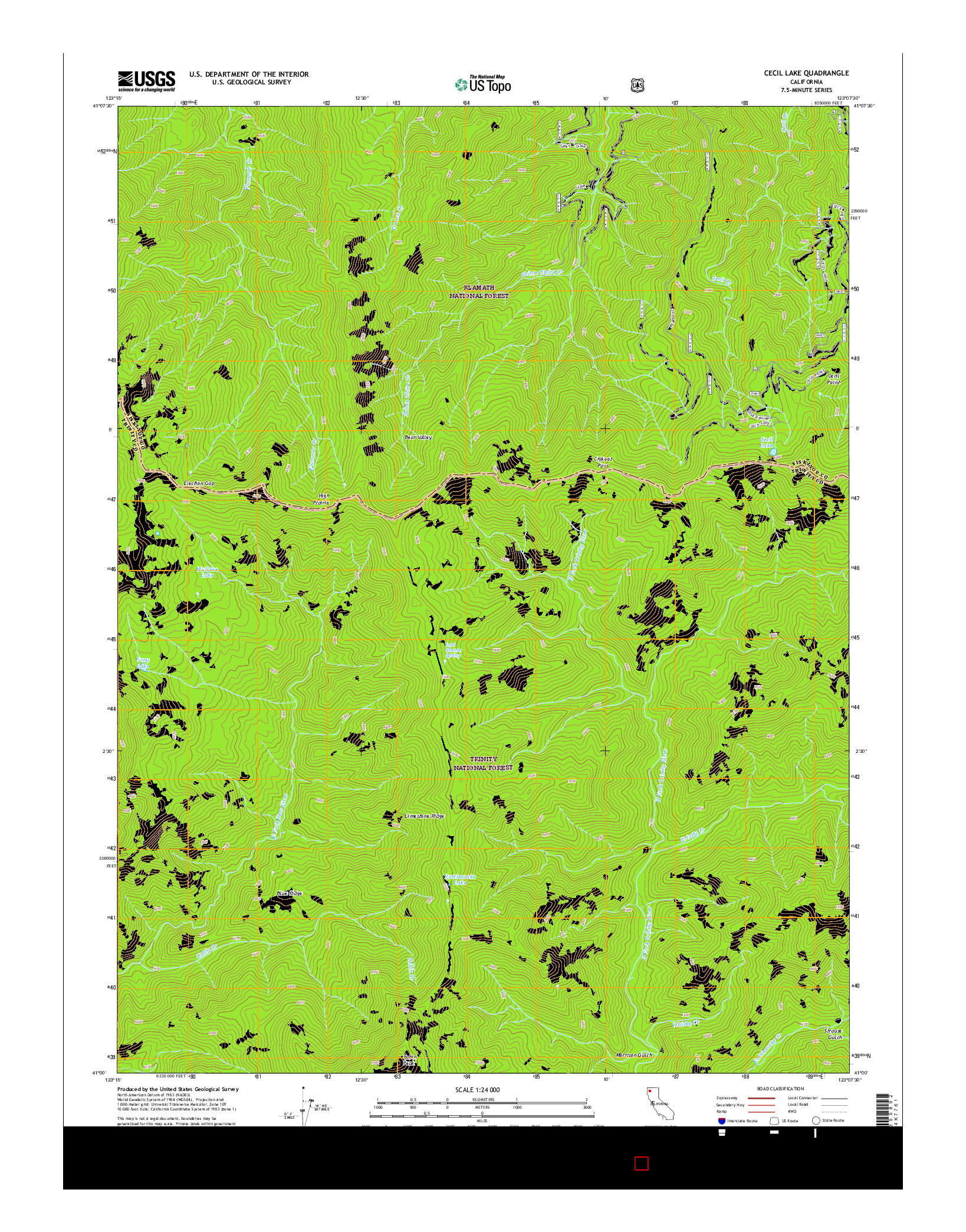 USGS US TOPO 7.5-MINUTE MAP FOR CECIL LAKE, CA 2015