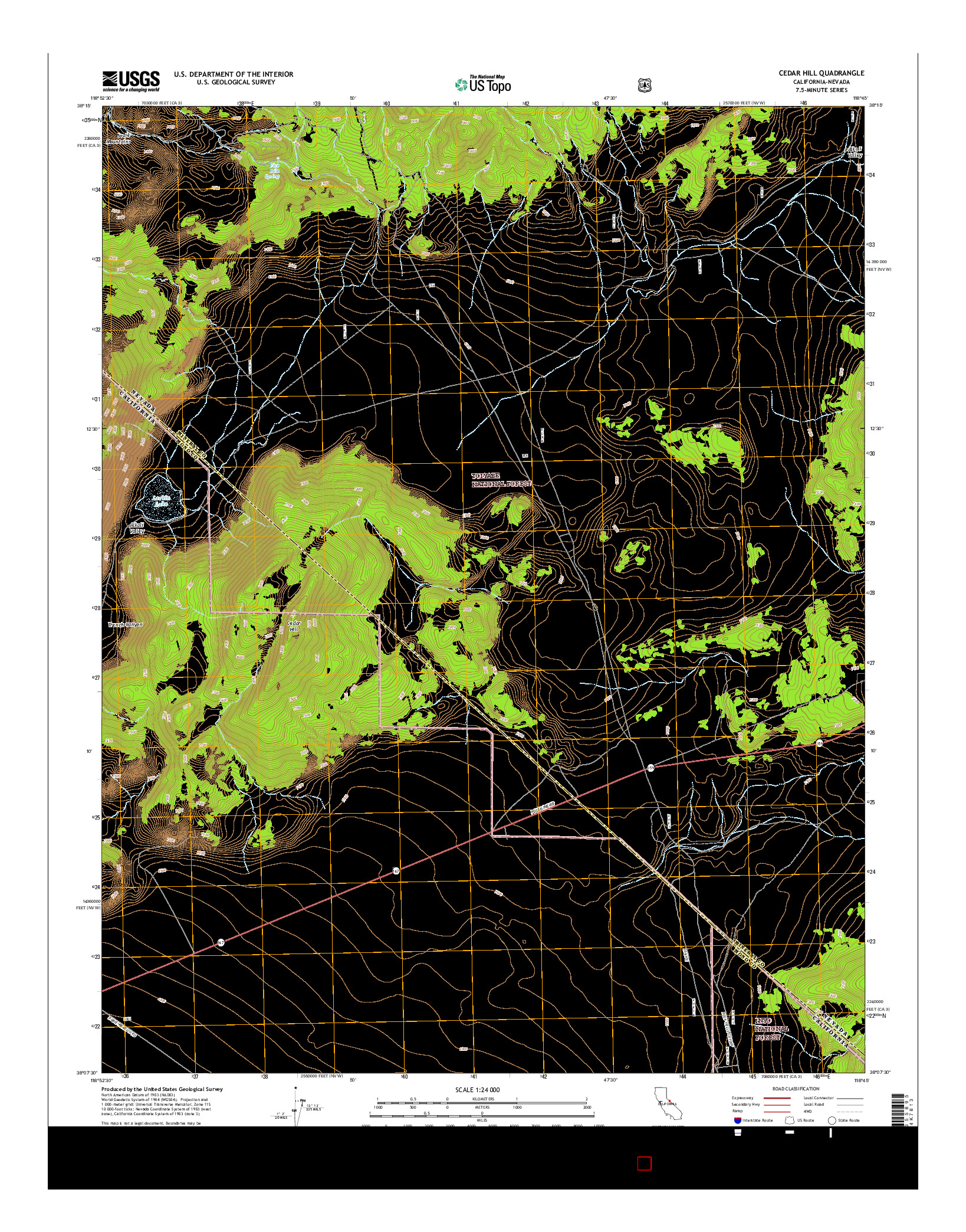 USGS US TOPO 7.5-MINUTE MAP FOR CEDAR HILL, CA-NV 2015