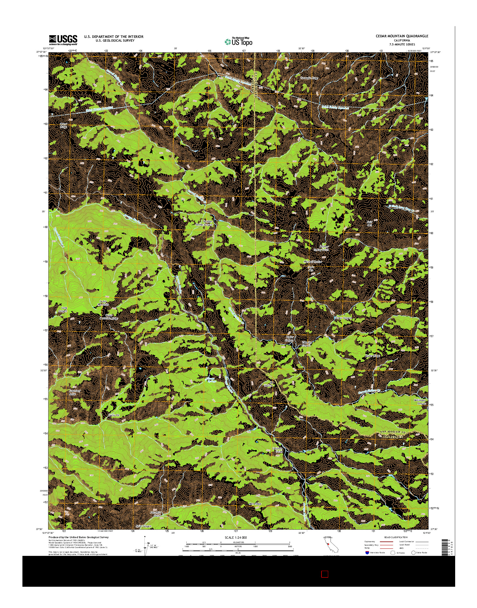 USGS US TOPO 7.5-MINUTE MAP FOR CEDAR MOUNTAIN, CA 2015