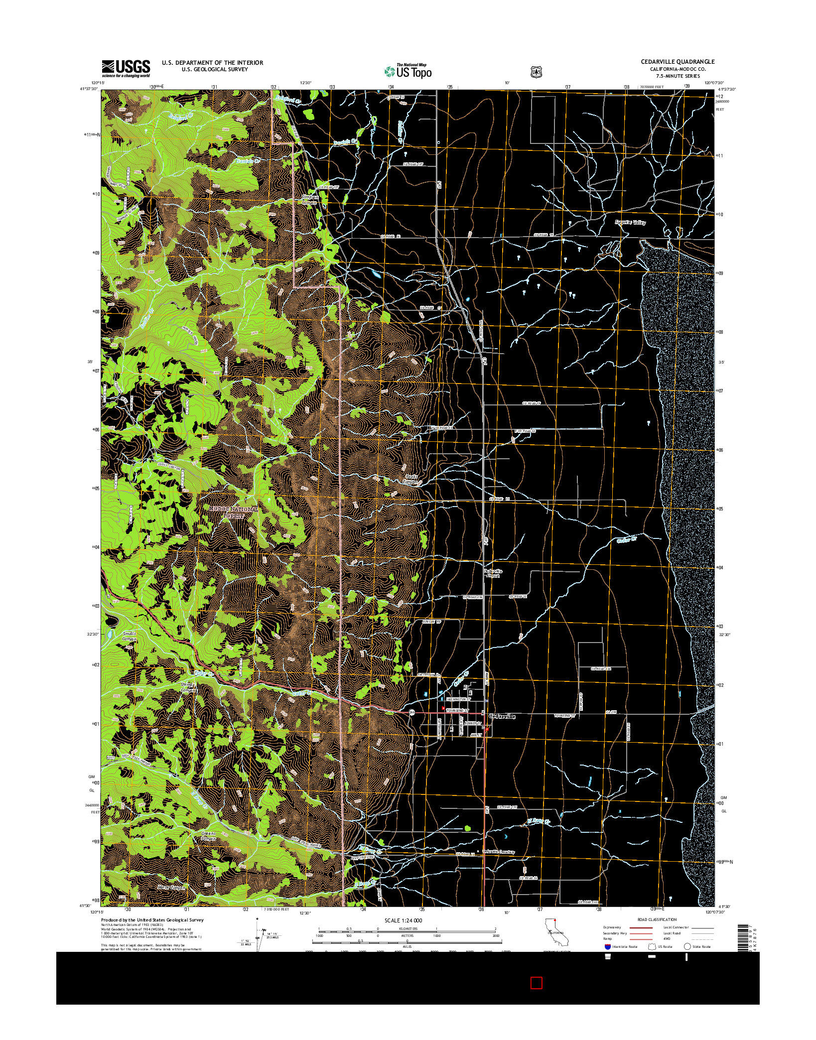 USGS US TOPO 7.5-MINUTE MAP FOR CEDARVILLE, CA 2015