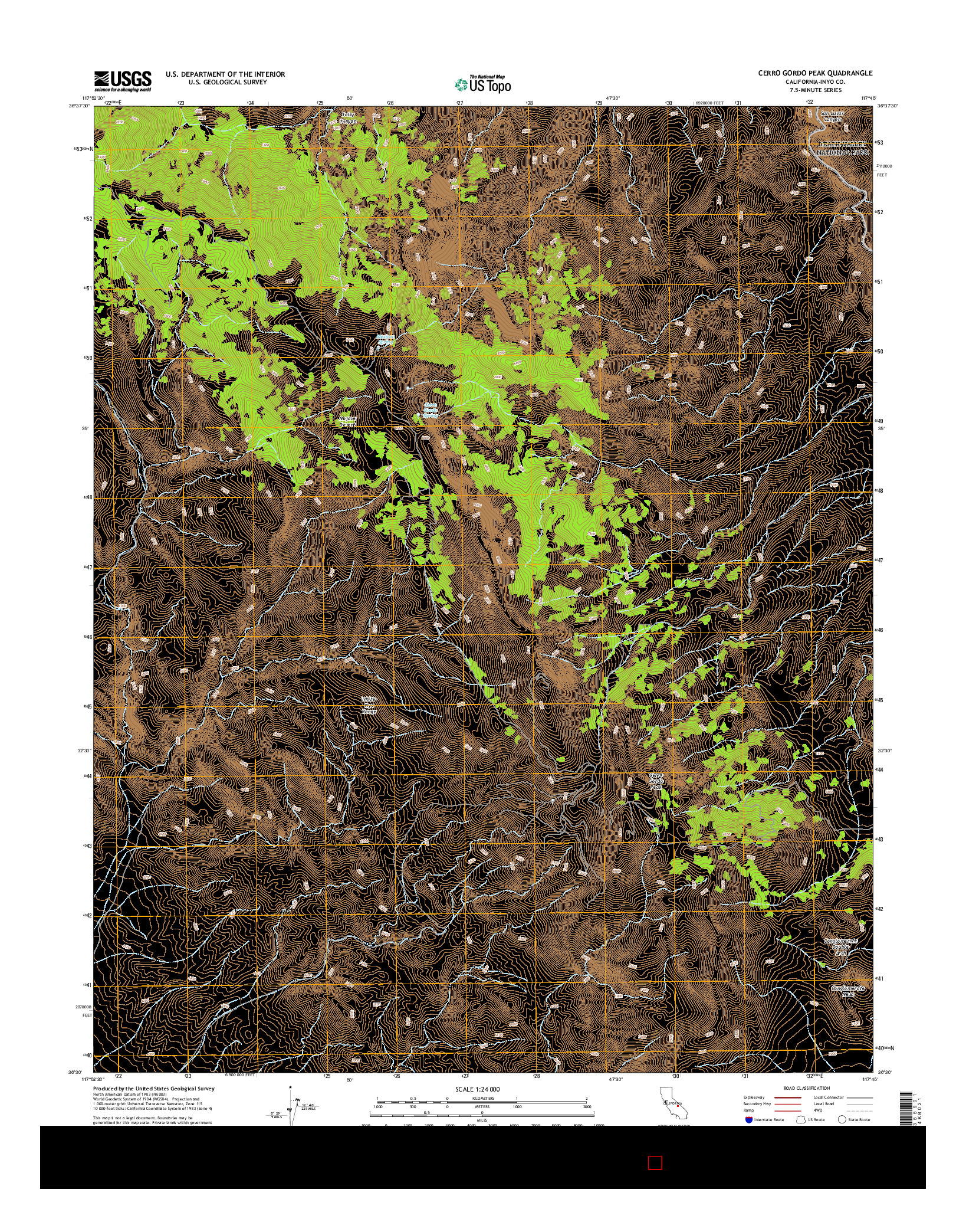 USGS US TOPO 7.5-MINUTE MAP FOR CERRO GORDO PEAK, CA 2015