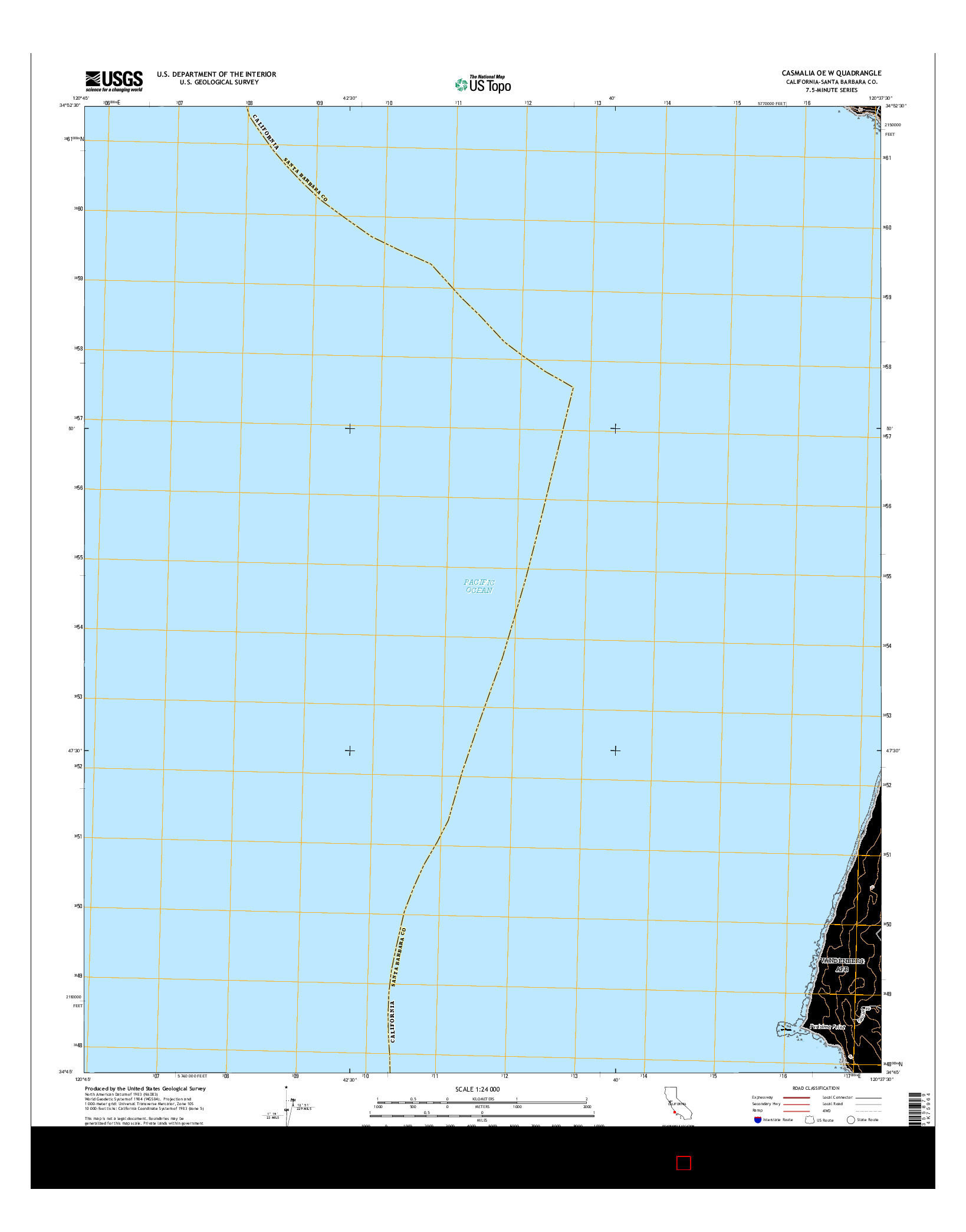 USGS US TOPO 7.5-MINUTE MAP FOR CASMALIA OE W, CA 2015
