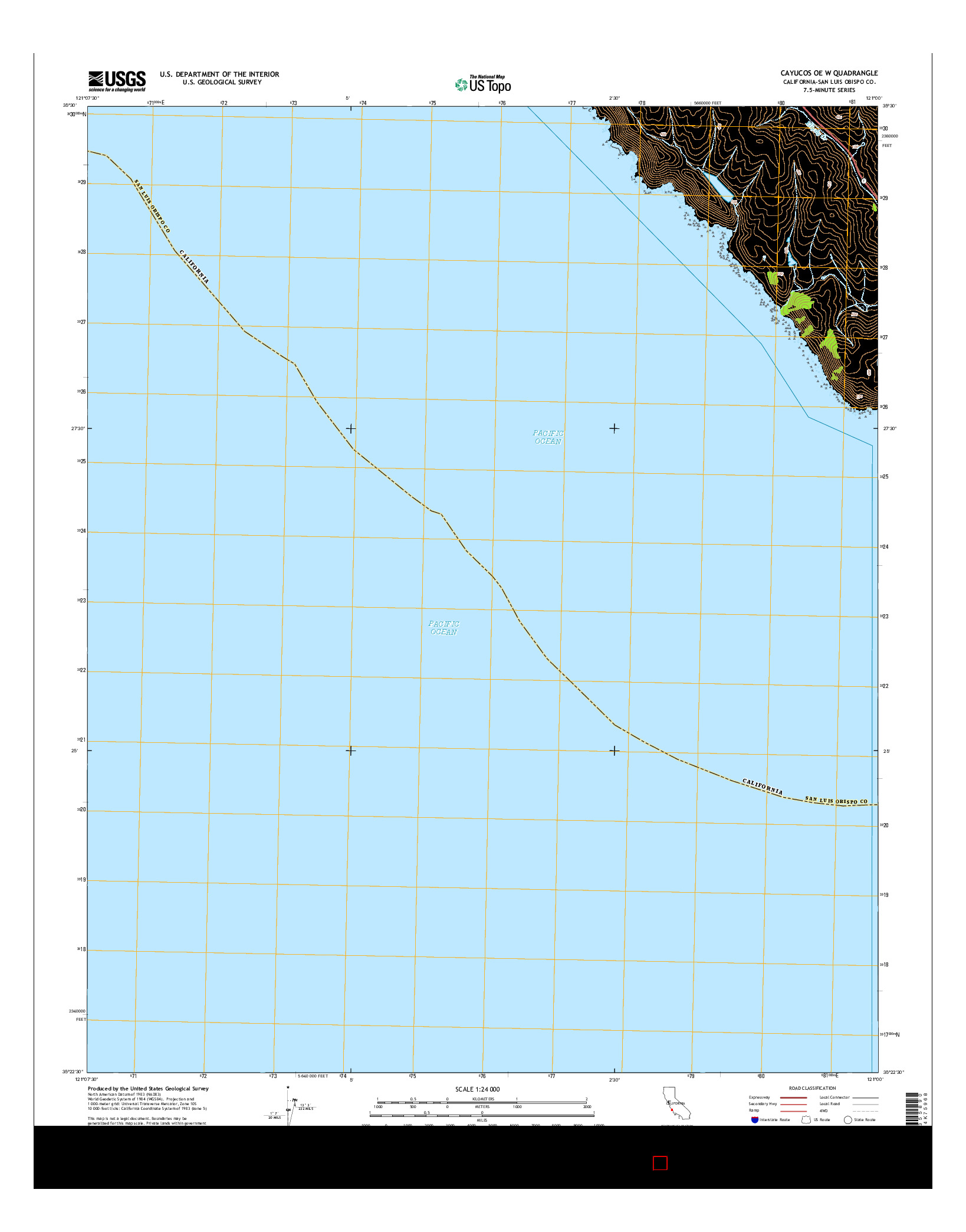 USGS US TOPO 7.5-MINUTE MAP FOR CAYUCOS OE W, CA 2015