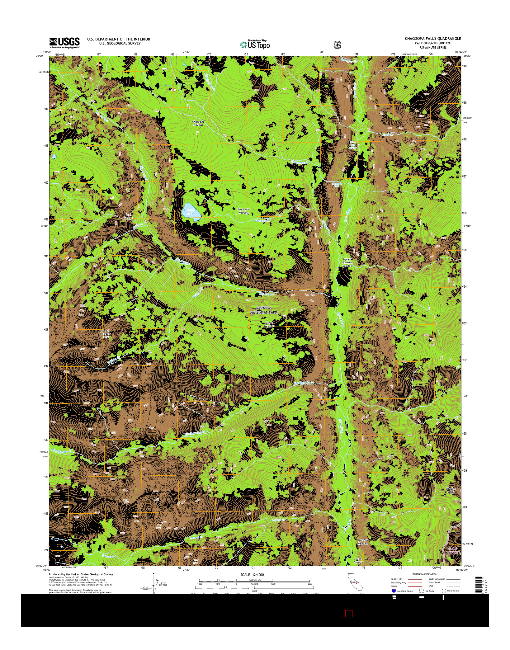 USGS US TOPO 7.5-MINUTE MAP FOR CHAGOOPA FALLS, CA 2015