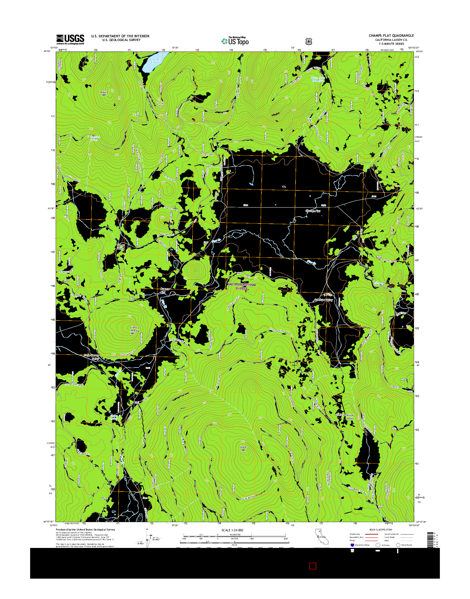 USGS US TOPO 7.5-MINUTE MAP FOR CHAMPS FLAT, CA 2015