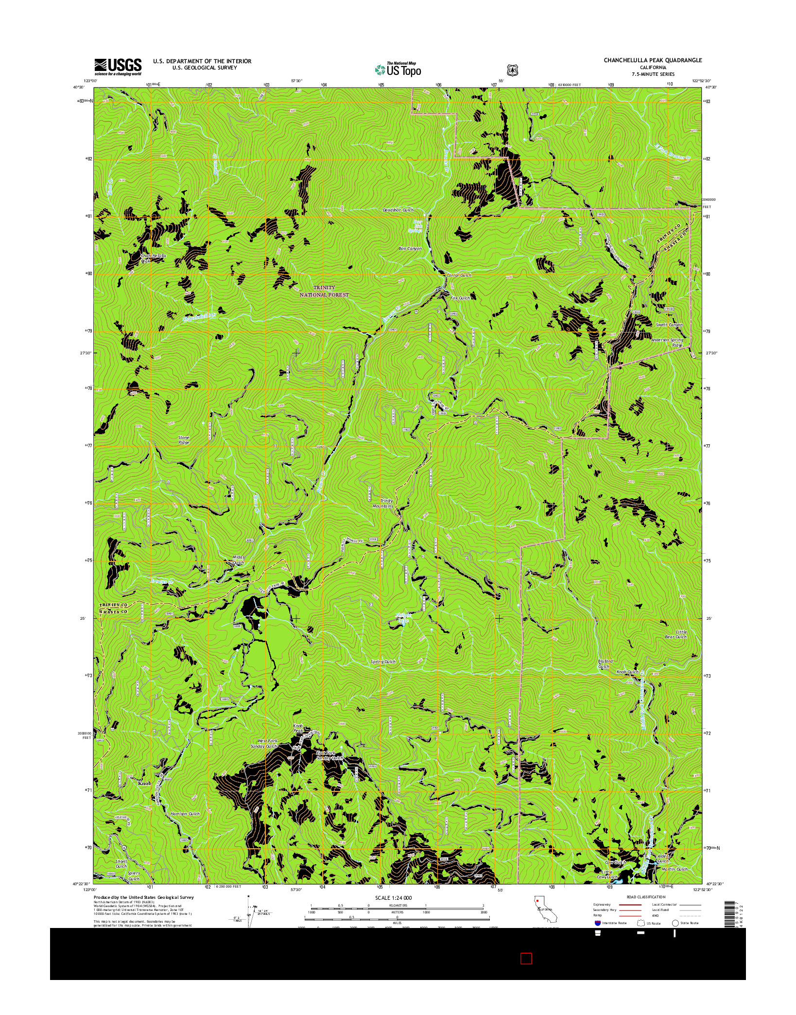 USGS US TOPO 7.5-MINUTE MAP FOR CHANCHELULLA PEAK, CA 2015