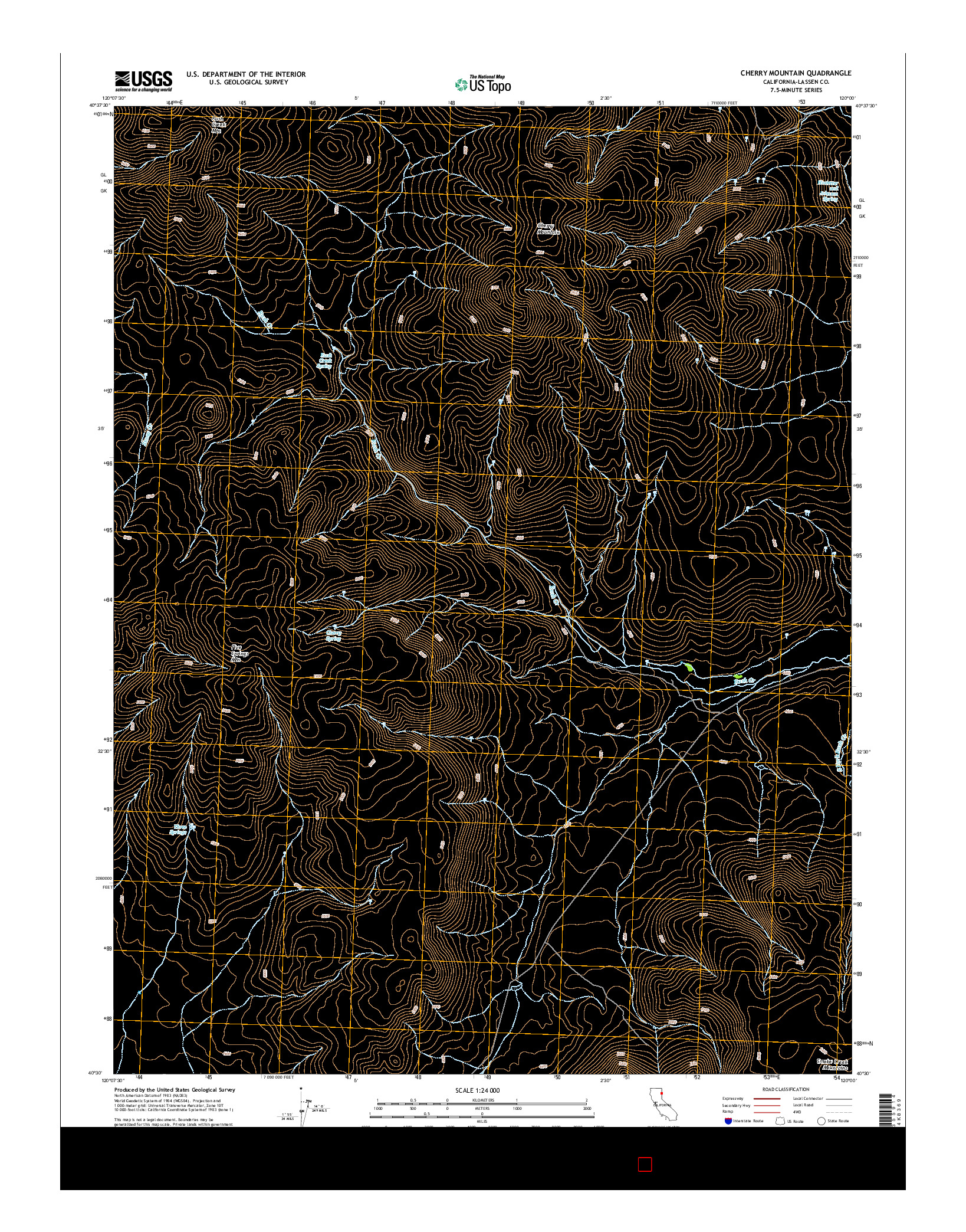 USGS US TOPO 7.5-MINUTE MAP FOR CHERRY MOUNTAIN, CA 2015