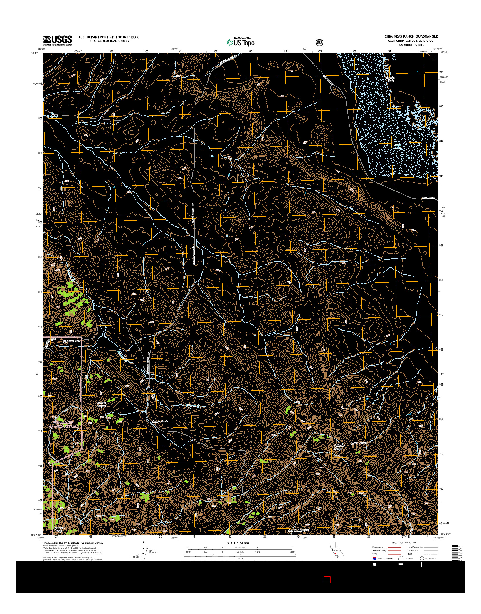 USGS US TOPO 7.5-MINUTE MAP FOR CHIMINEAS RANCH, CA 2015
