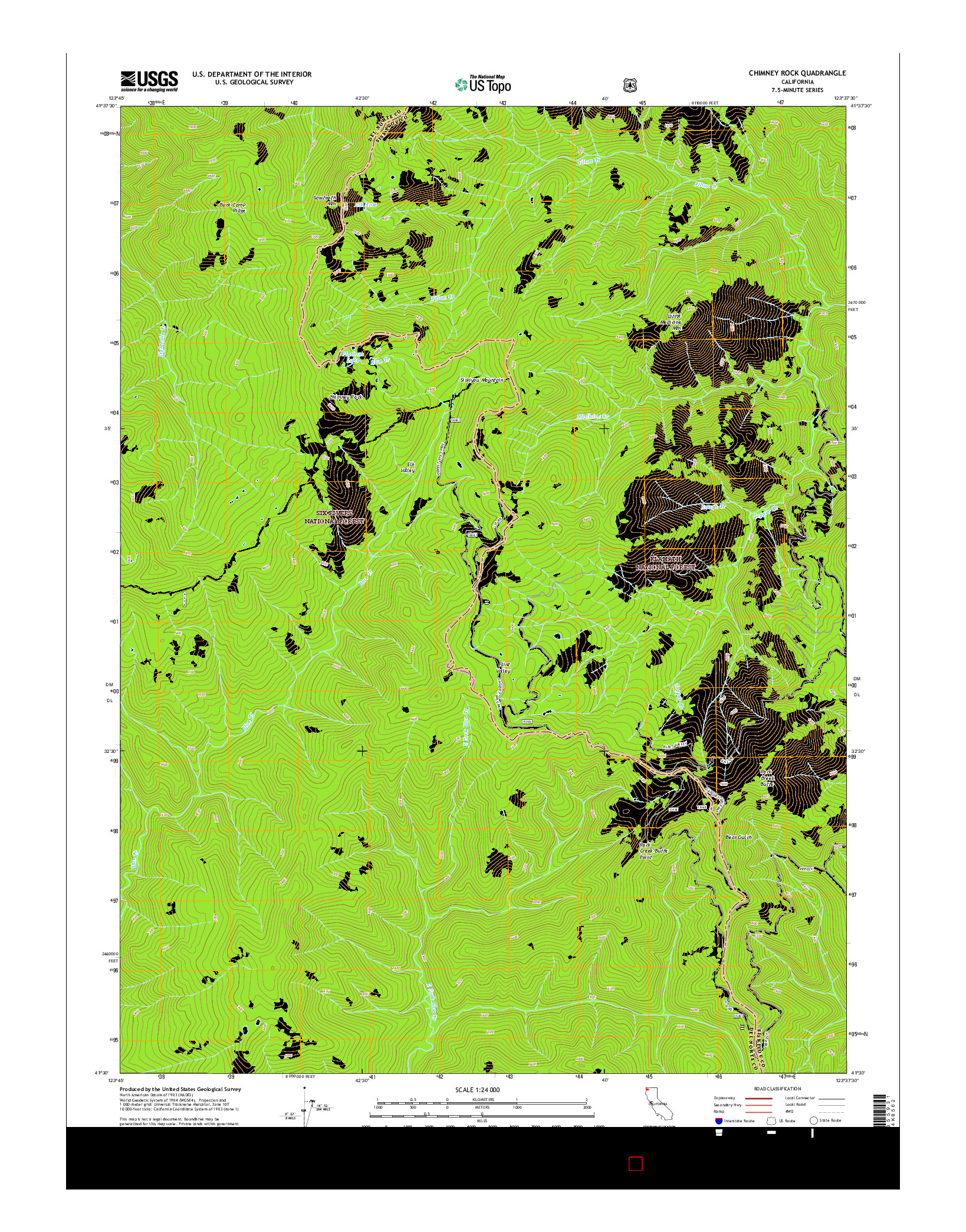 USGS US TOPO 7.5-MINUTE MAP FOR CHIMNEY ROCK, CA 2015