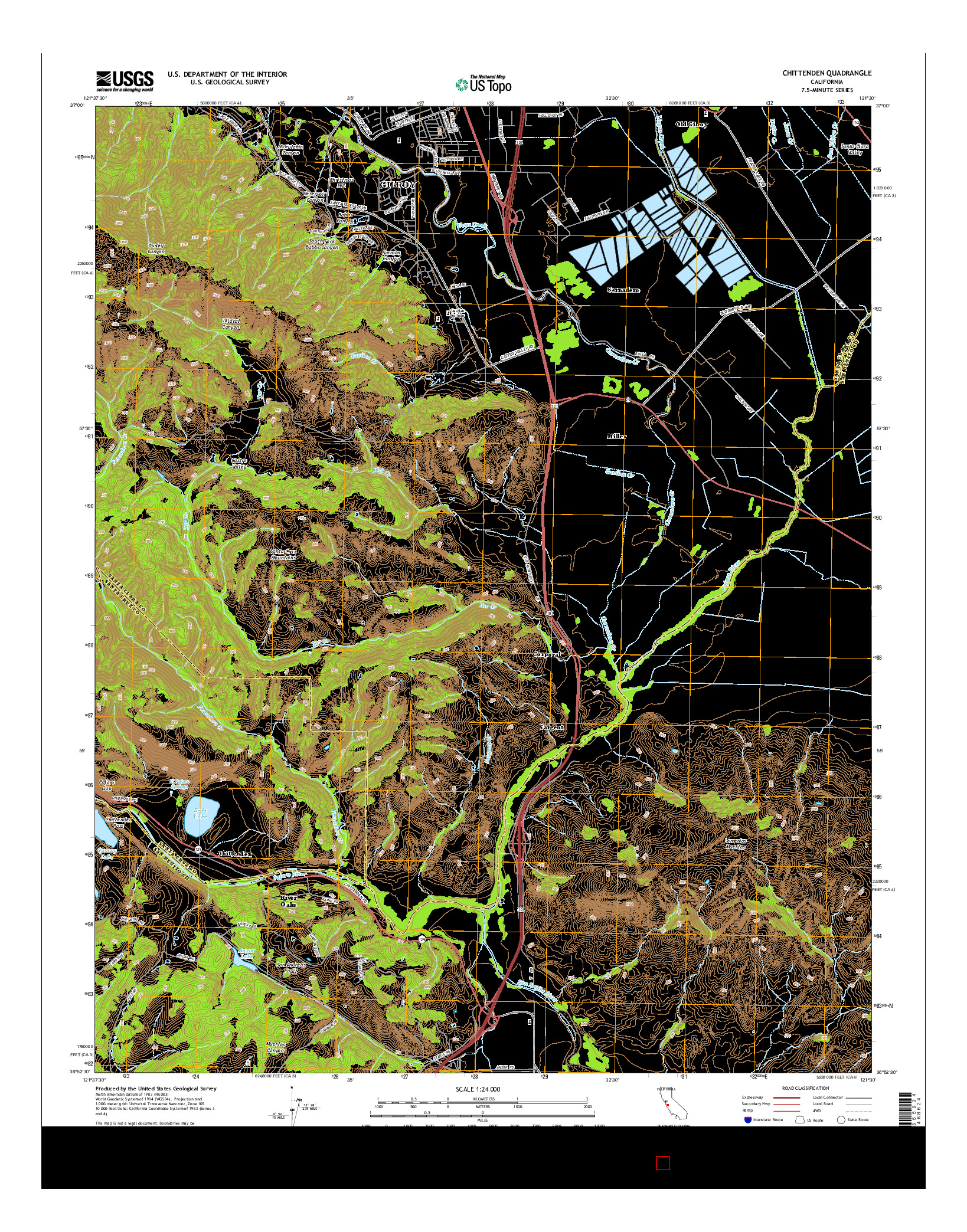 USGS US TOPO 7.5-MINUTE MAP FOR CHITTENDEN, CA 2015