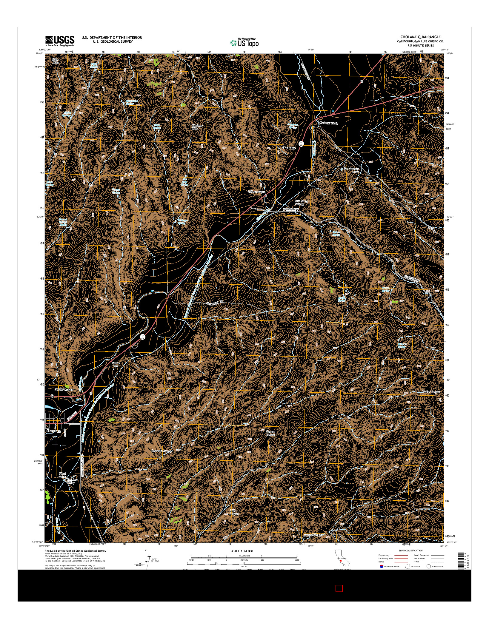 USGS US TOPO 7.5-MINUTE MAP FOR CHOLAME, CA 2015