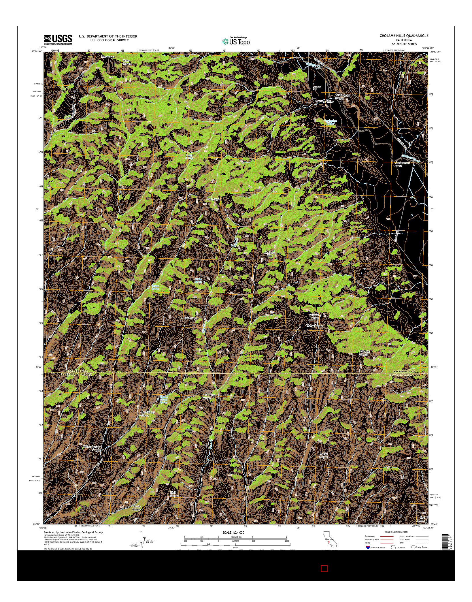 USGS US TOPO 7.5-MINUTE MAP FOR CHOLAME HILLS, CA 2015