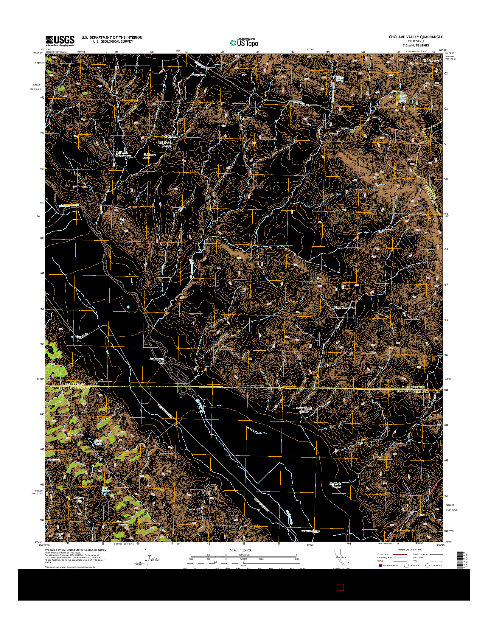 USGS US TOPO 7.5-MINUTE MAP FOR CHOLAME VALLEY, CA 2015
