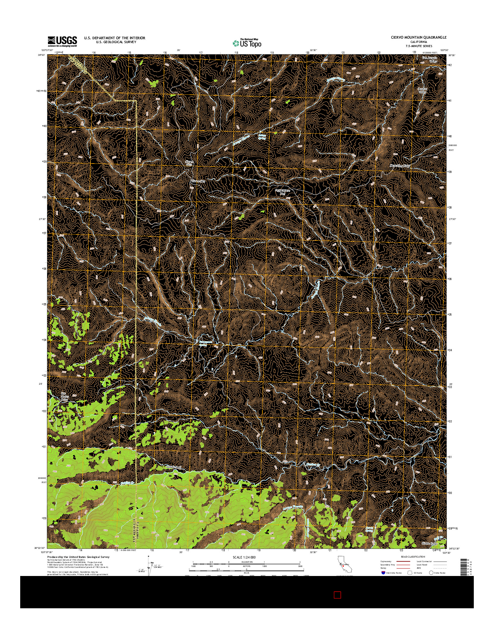 USGS US TOPO 7.5-MINUTE MAP FOR CIERVO MOUNTAIN, CA 2015