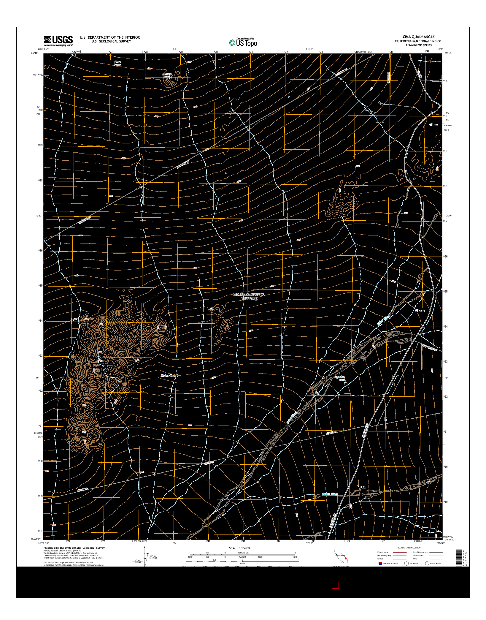 USGS US TOPO 7.5-MINUTE MAP FOR CIMA, CA 2015