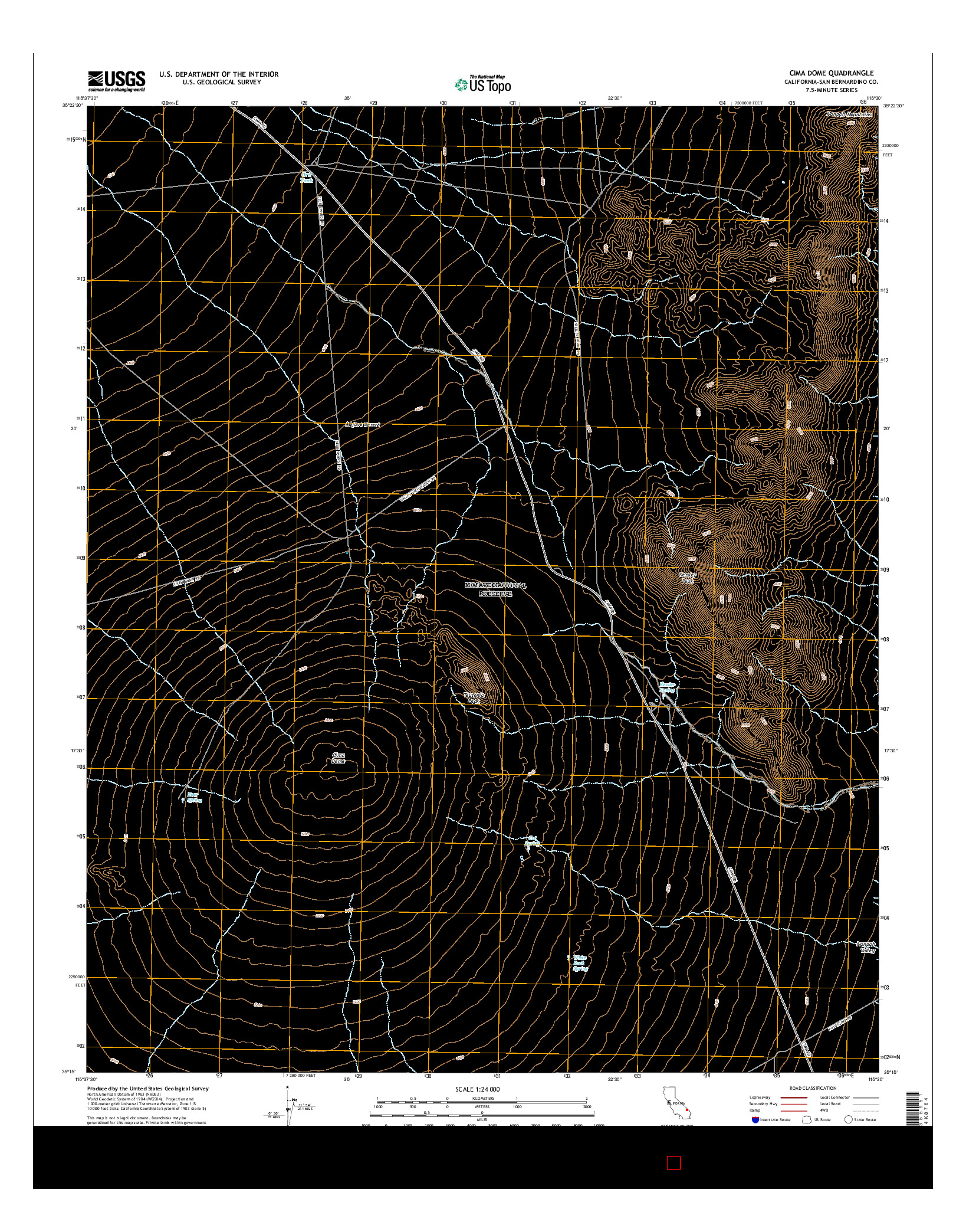 USGS US TOPO 7.5-MINUTE MAP FOR CIMA DOME, CA 2015