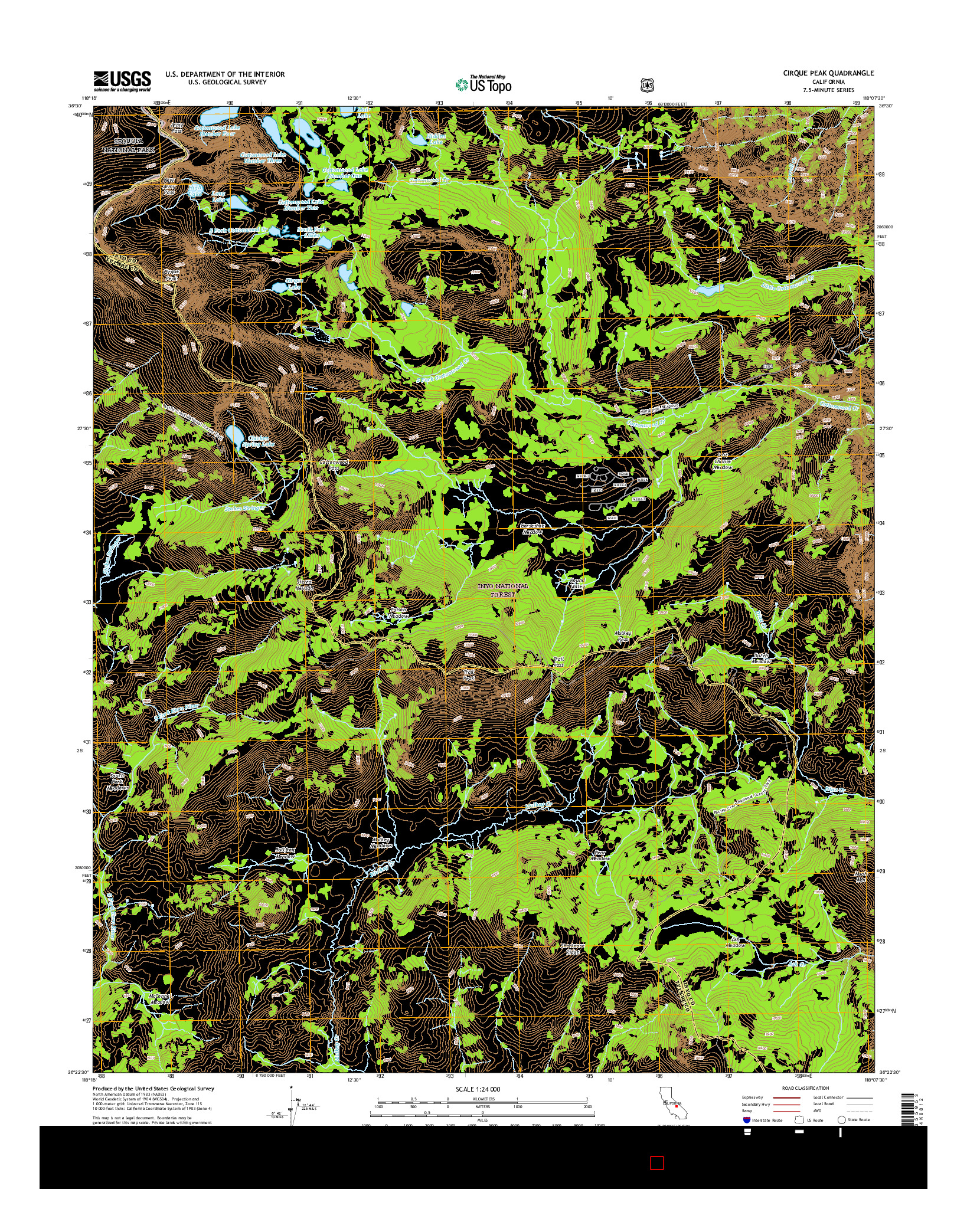 USGS US TOPO 7.5-MINUTE MAP FOR CIRQUE PEAK, CA 2015