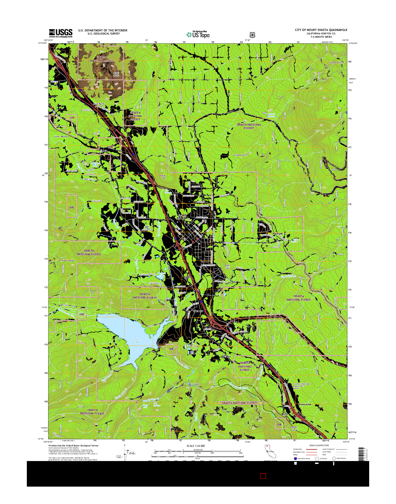 USGS US TOPO 7.5-MINUTE MAP FOR CITY OF MOUNT SHASTA, CA 2015