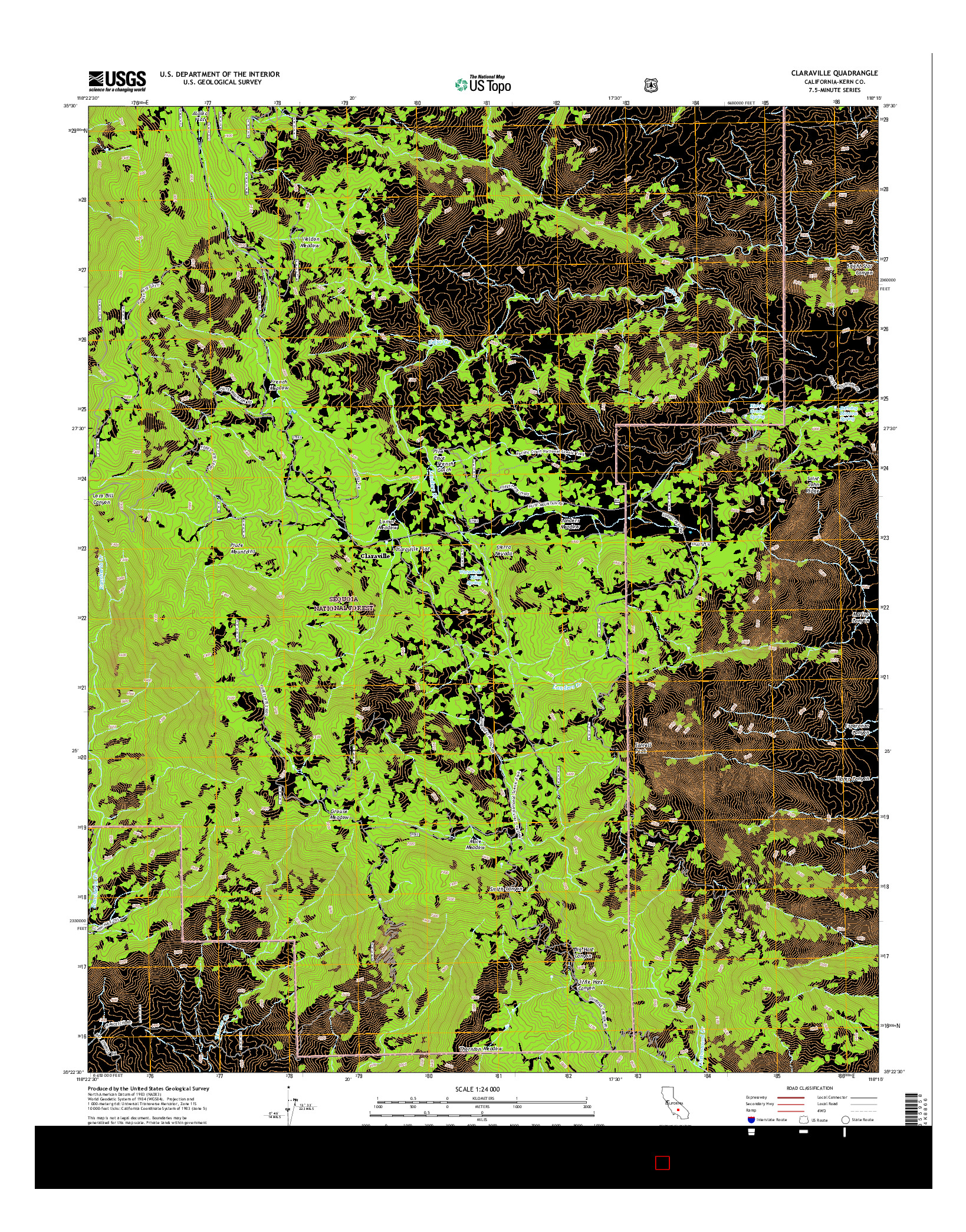 USGS US TOPO 7.5-MINUTE MAP FOR CLARAVILLE, CA 2015