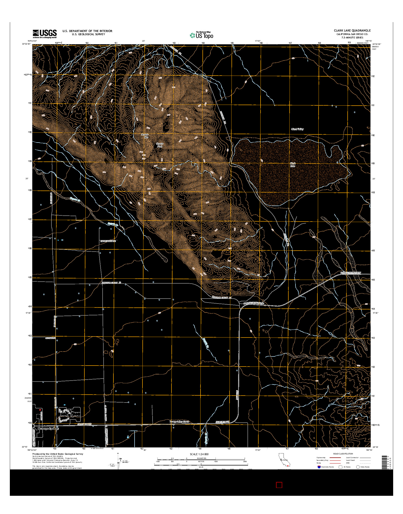 USGS US TOPO 7.5-MINUTE MAP FOR CLARK LAKE, CA 2015