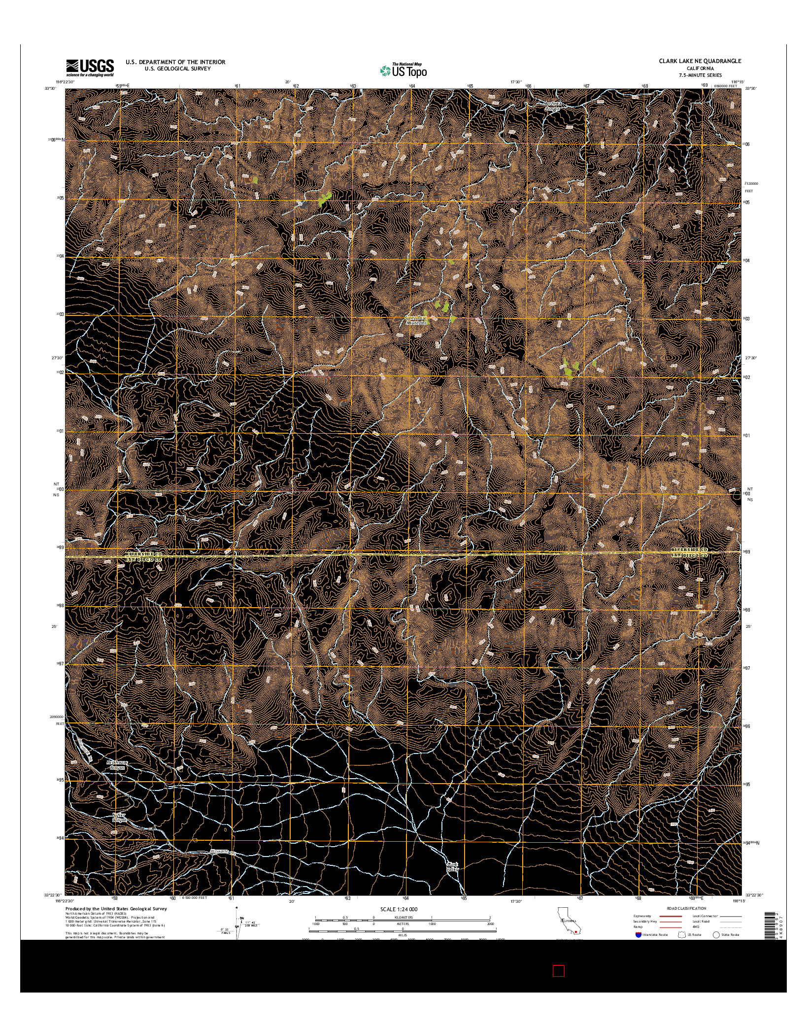 USGS US TOPO 7.5-MINUTE MAP FOR CLARK LAKE NE, CA 2015