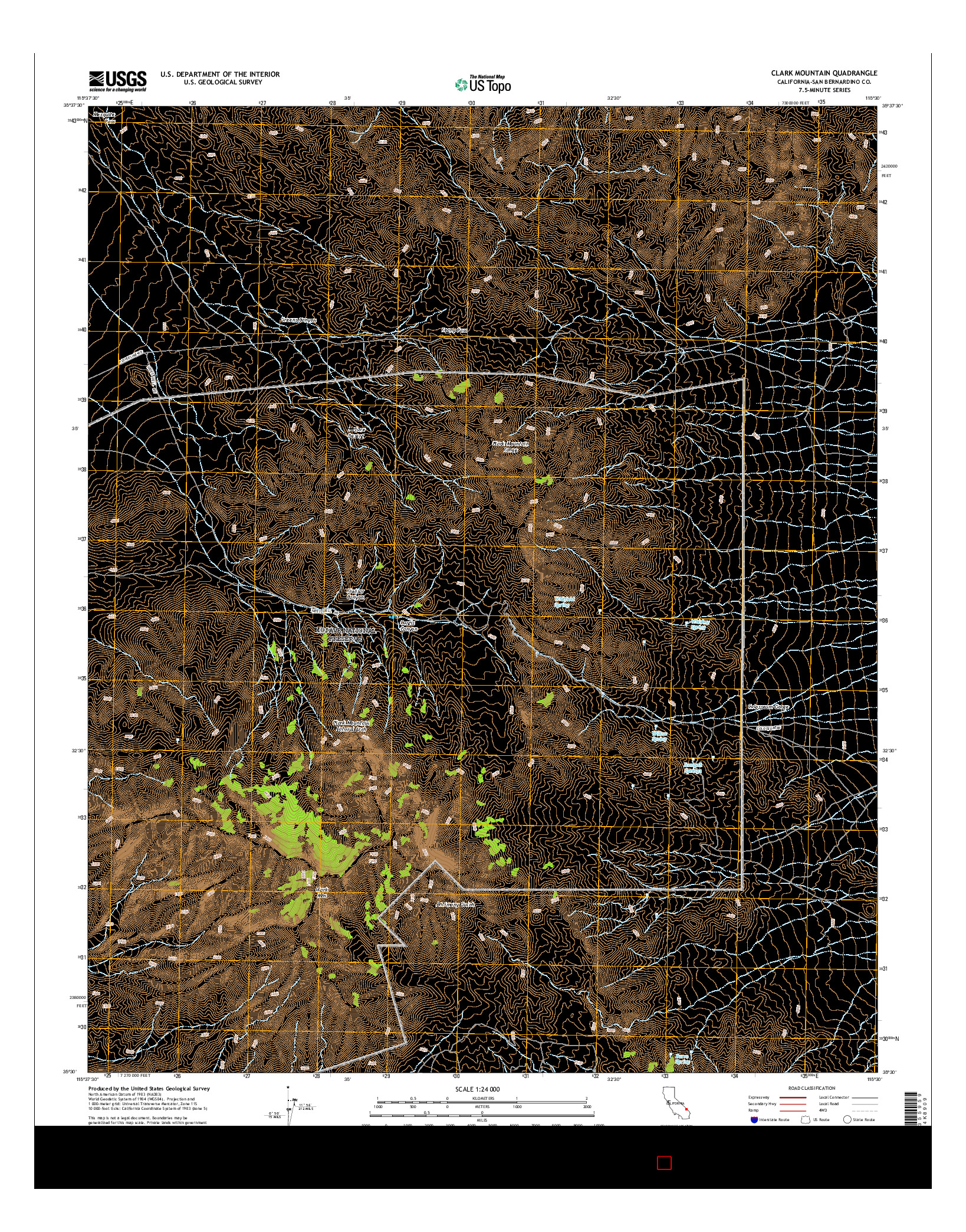 USGS US TOPO 7.5-MINUTE MAP FOR CLARK MOUNTAIN, CA 2015