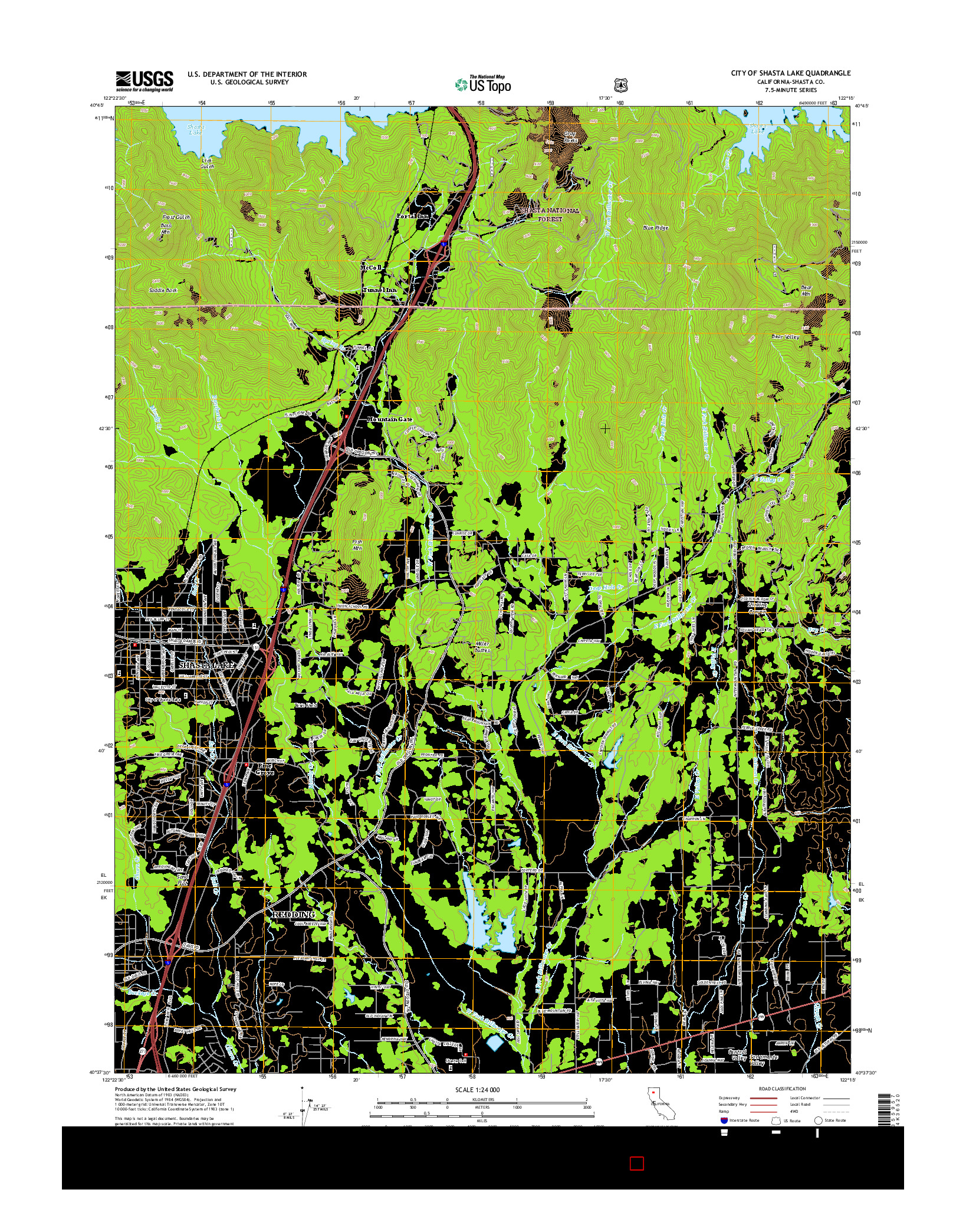 USGS US TOPO 7.5-MINUTE MAP FOR CITY OF SHASTA LAKE, CA 2015