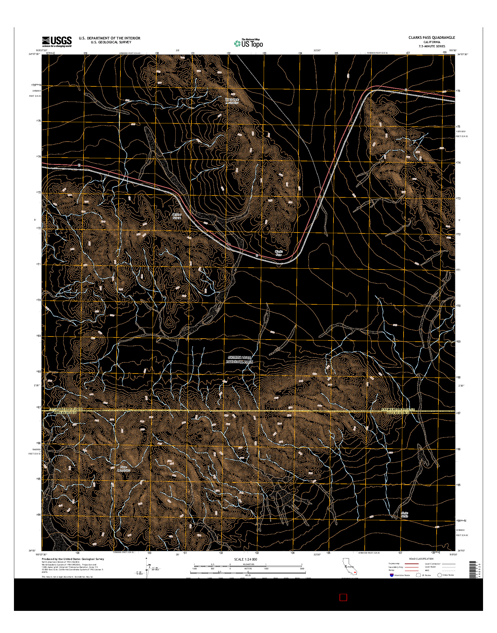 USGS US TOPO 7.5-MINUTE MAP FOR CLARKS PASS, CA 2015