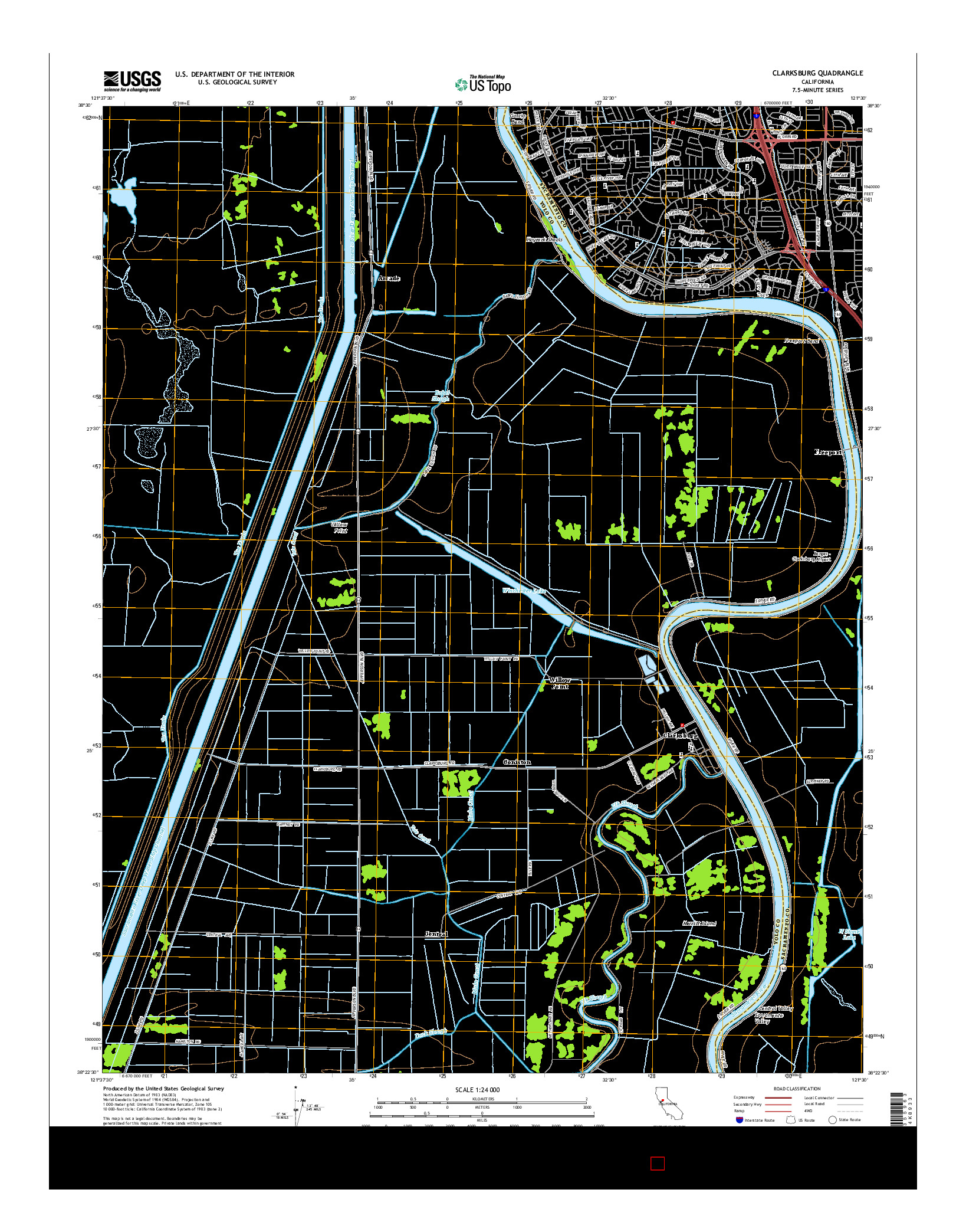 USGS US TOPO 7.5-MINUTE MAP FOR CLARKSBURG, CA 2015
