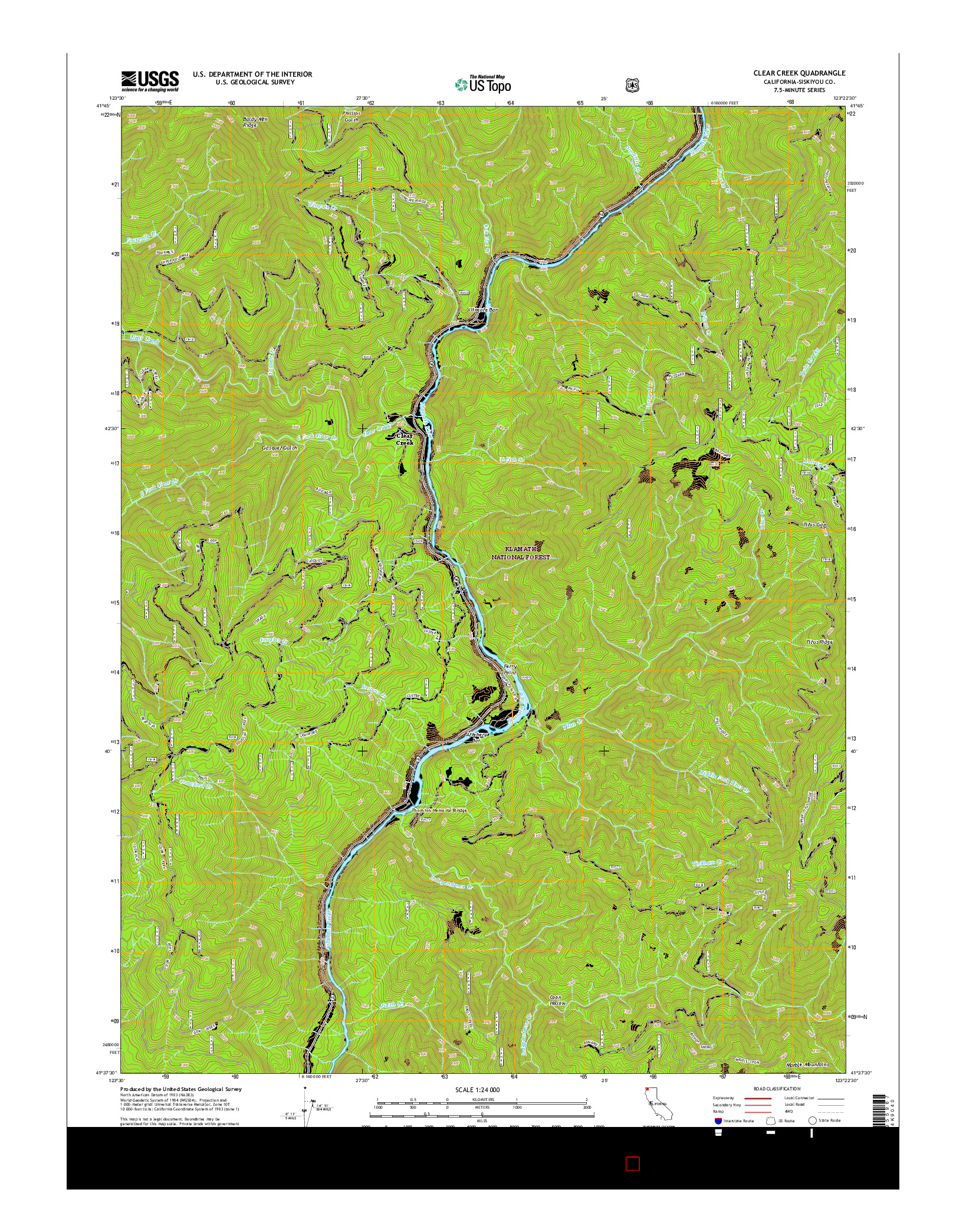 USGS US TOPO 7.5-MINUTE MAP FOR CLEAR CREEK, CA 2015